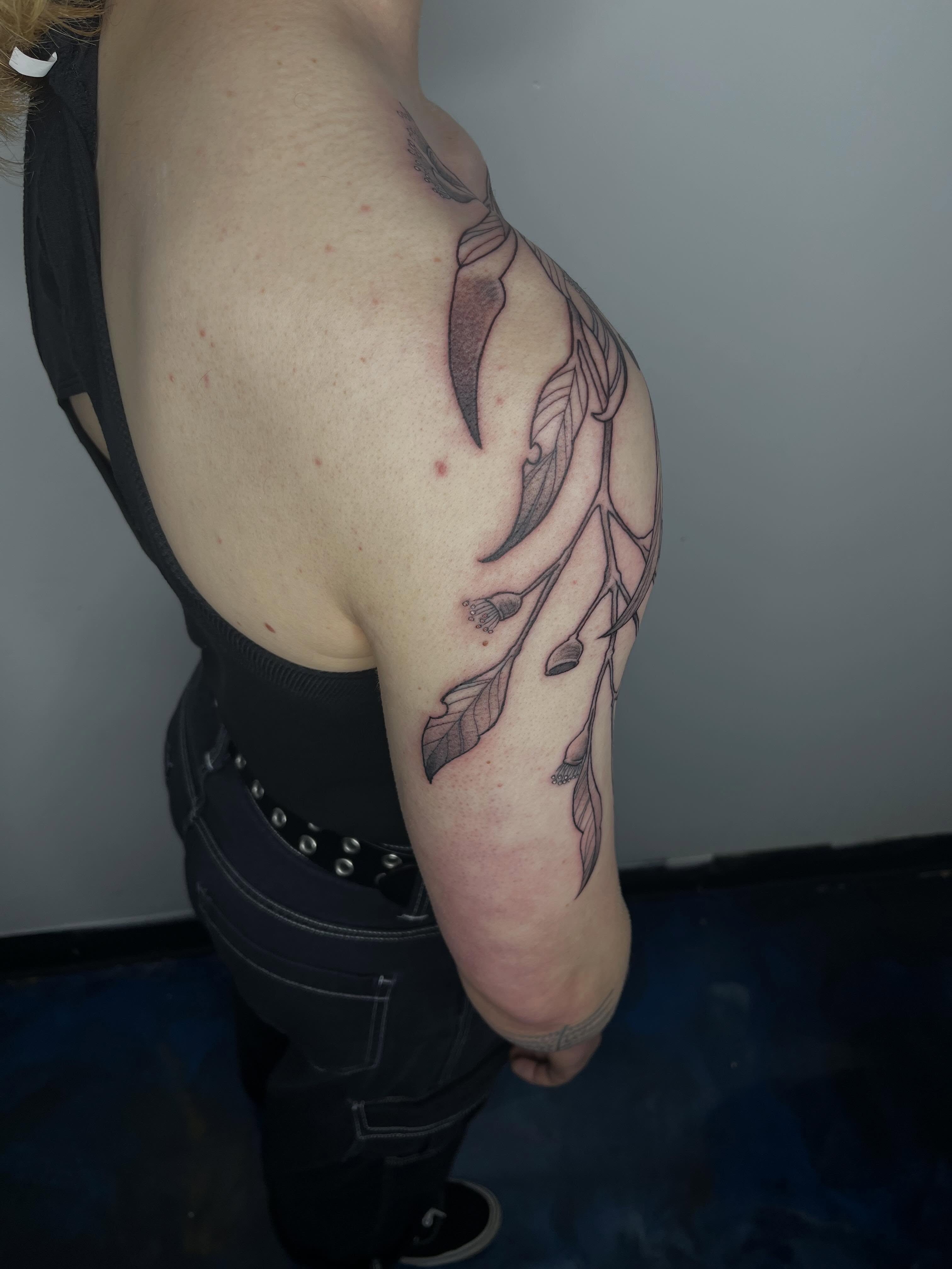 Tattoo by @necro_comicon — black_and_grey
