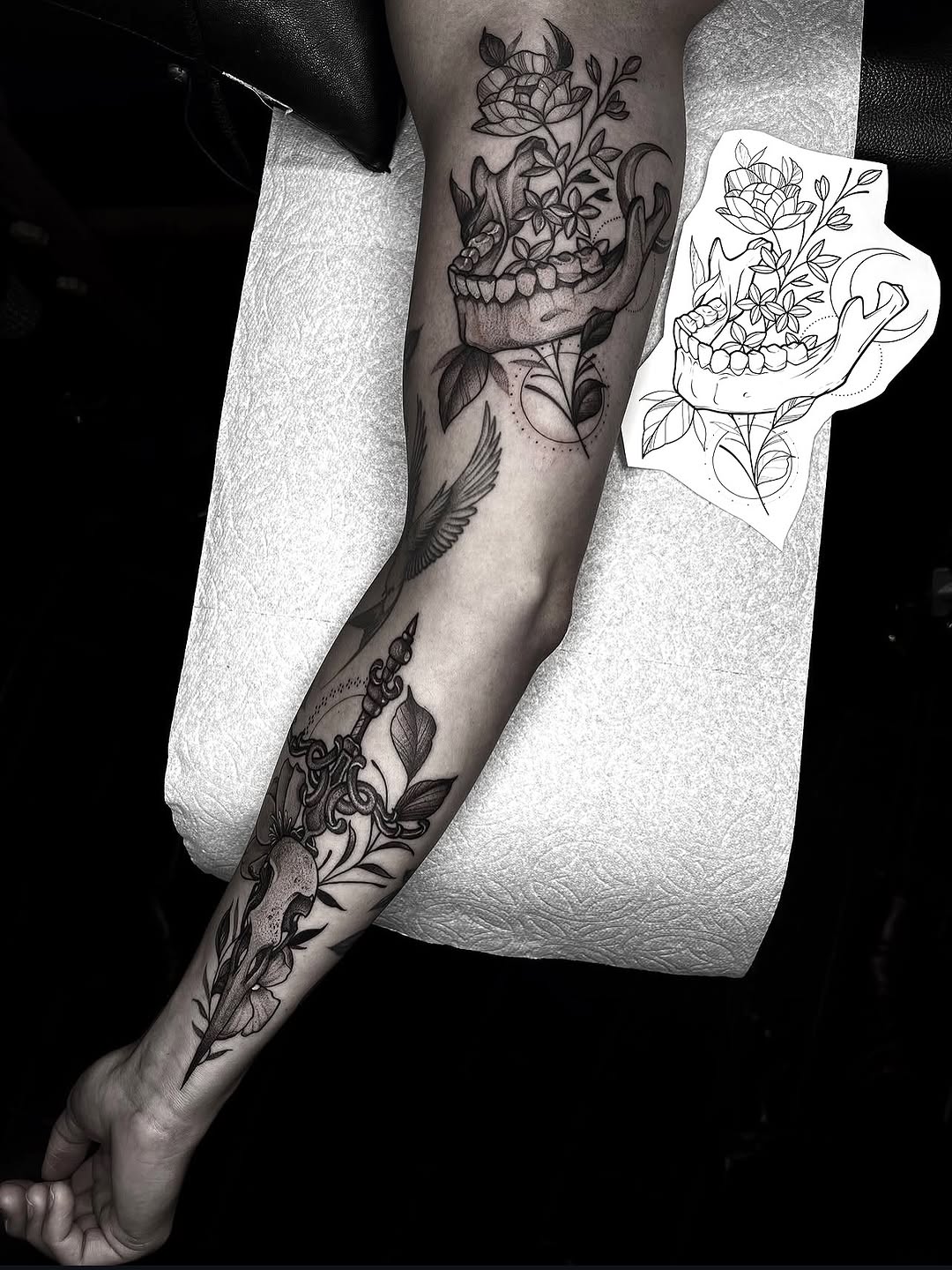 Tattoo by @jaredxhughes — black_and_grey, ornamental