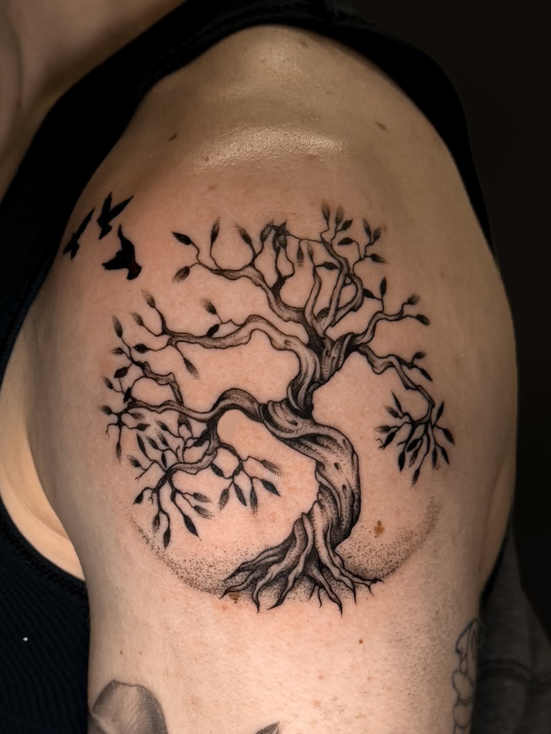 Tattoo by @tatbykam — black_and_grey, dotwork