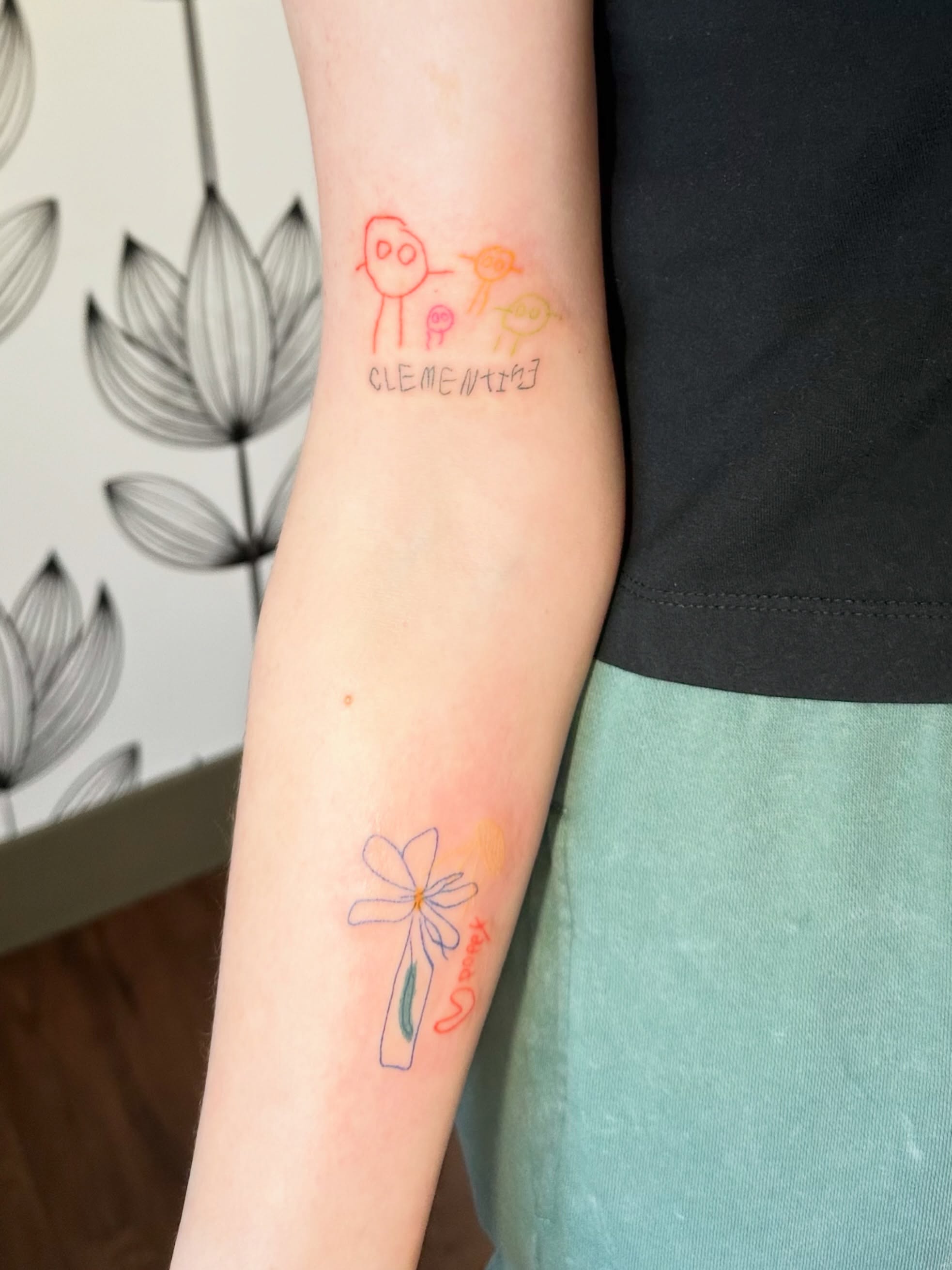 Family dotwork tattoo on the forearm by Liz