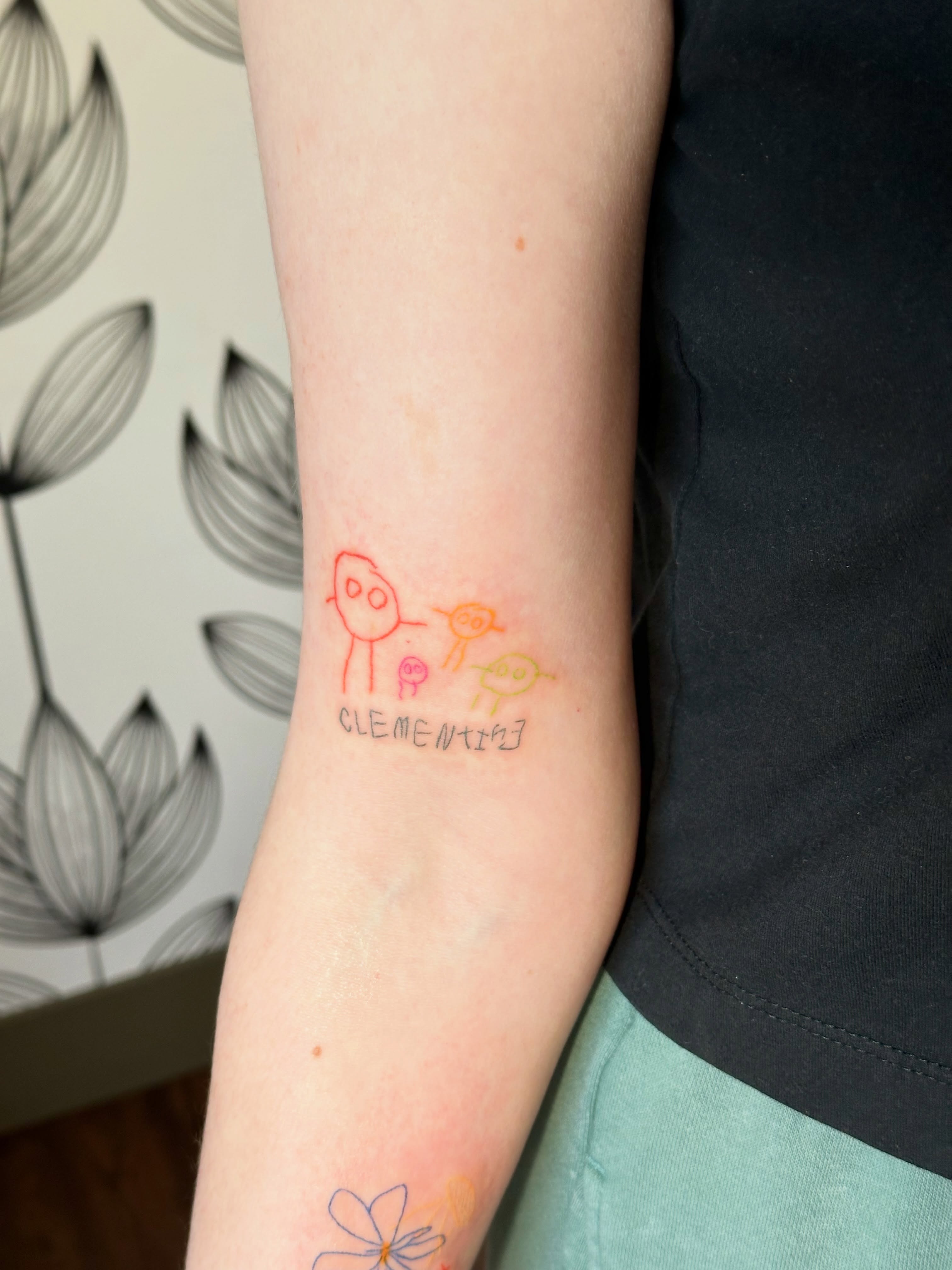 Family minimalist tattoo on the forearm by Liz