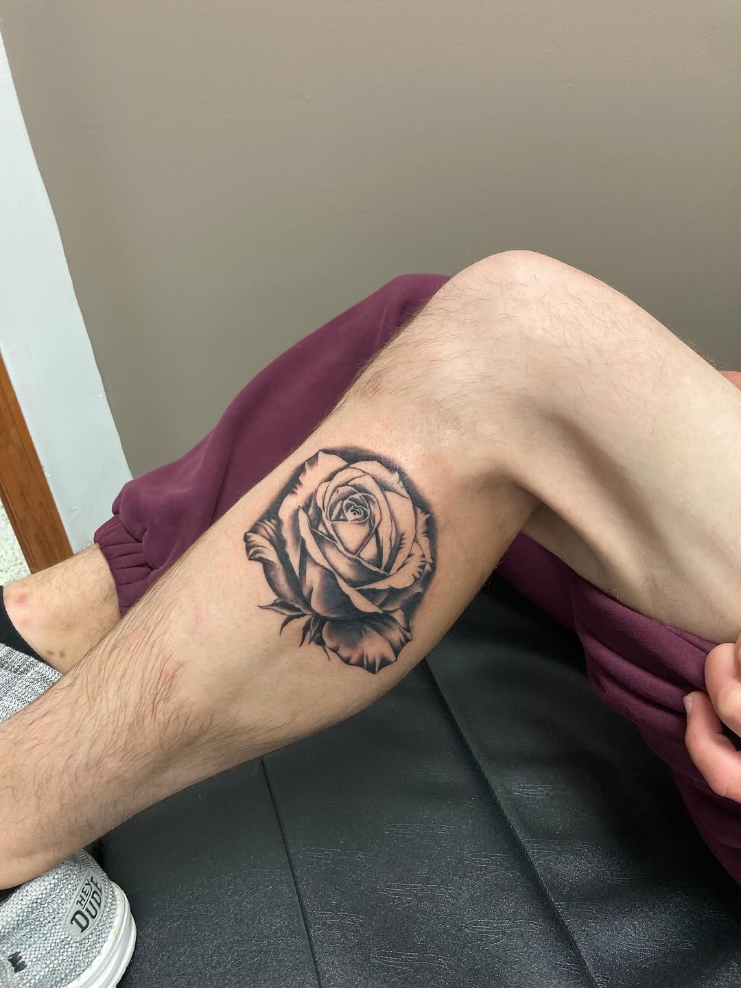 Rose dotwork tattoo on the forearm by Timothy Murtaugh