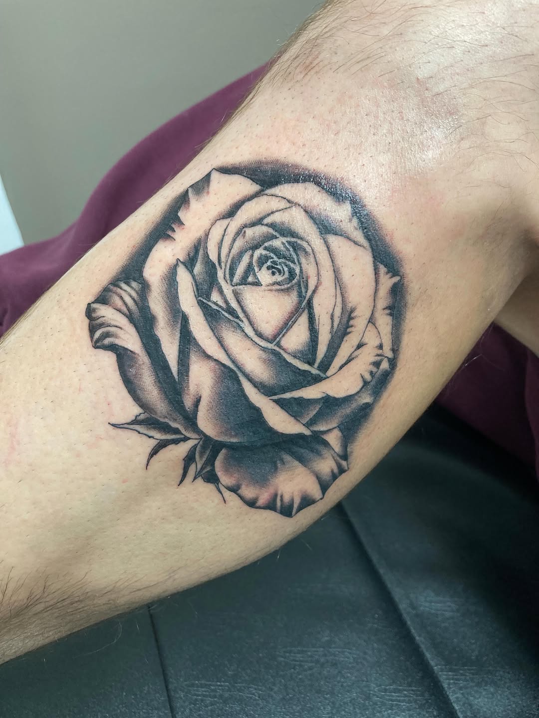Rose dotwork tattoo on the forearm by Timothy Murtaugh