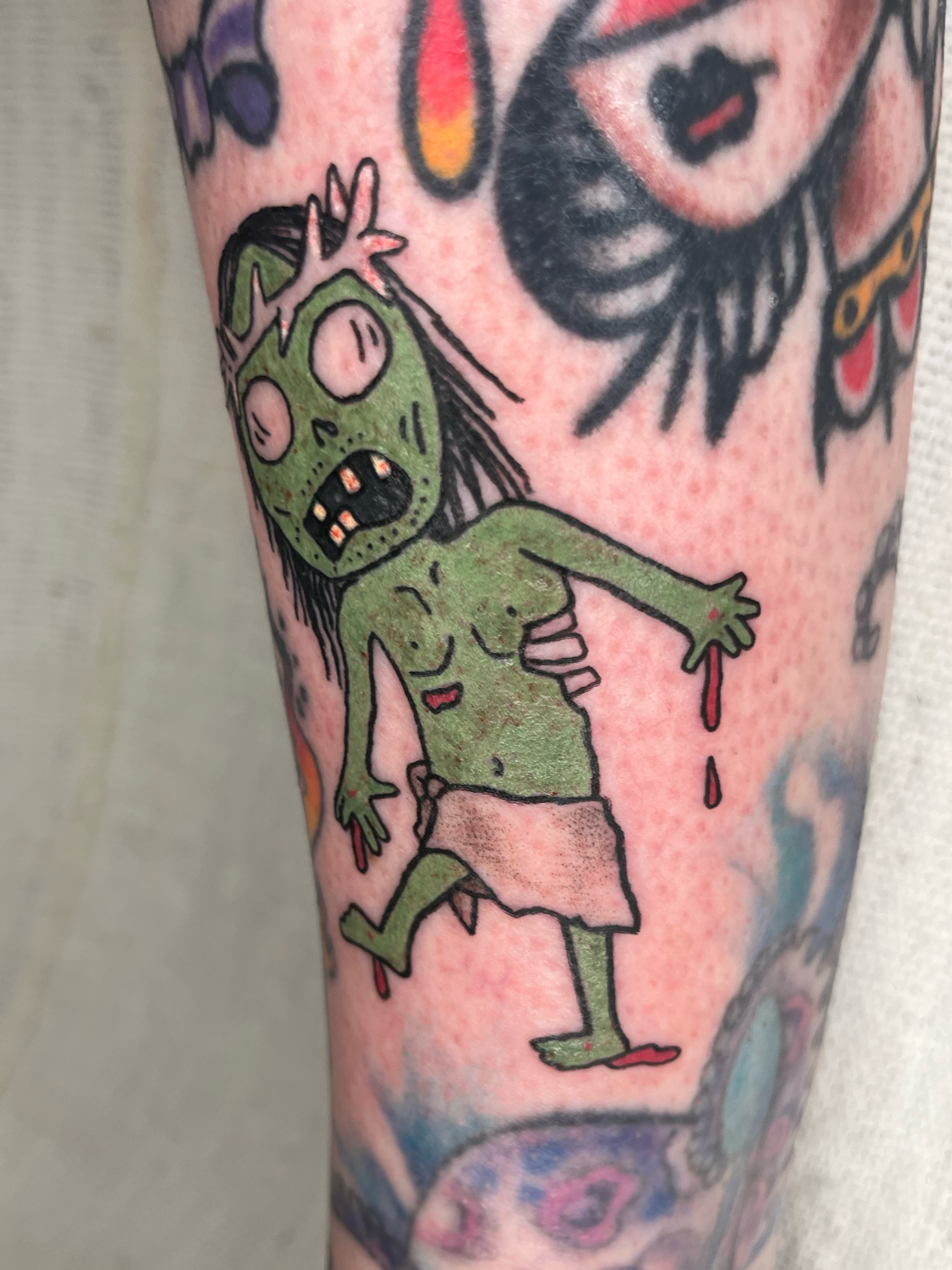 Zombie American traditional tattoo on the forearm by Maris Hare, Philadelphia, Pennsylvania