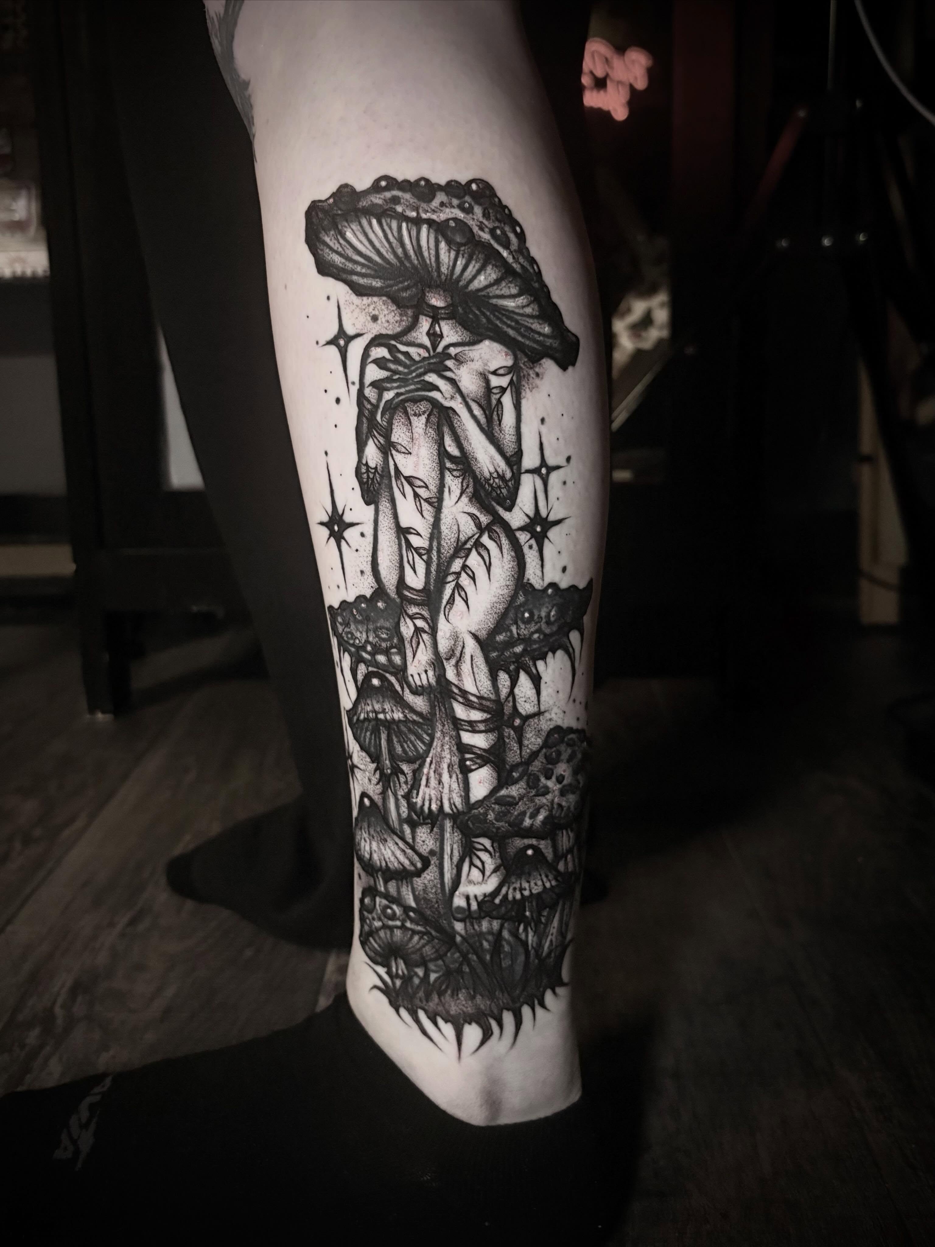 Tattoo by @lynscorpse — black_and_grey, dark_realism