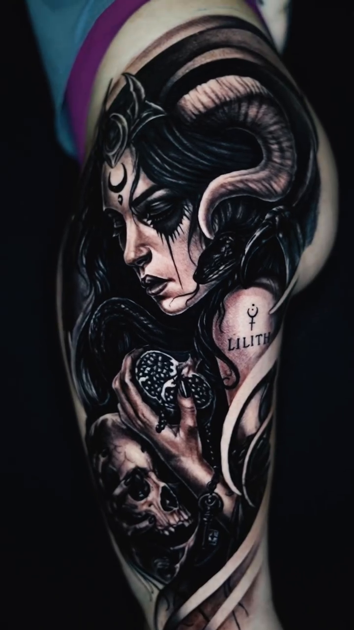 Tattoo by @angelo_tattooink — dark_realism, black_and_grey