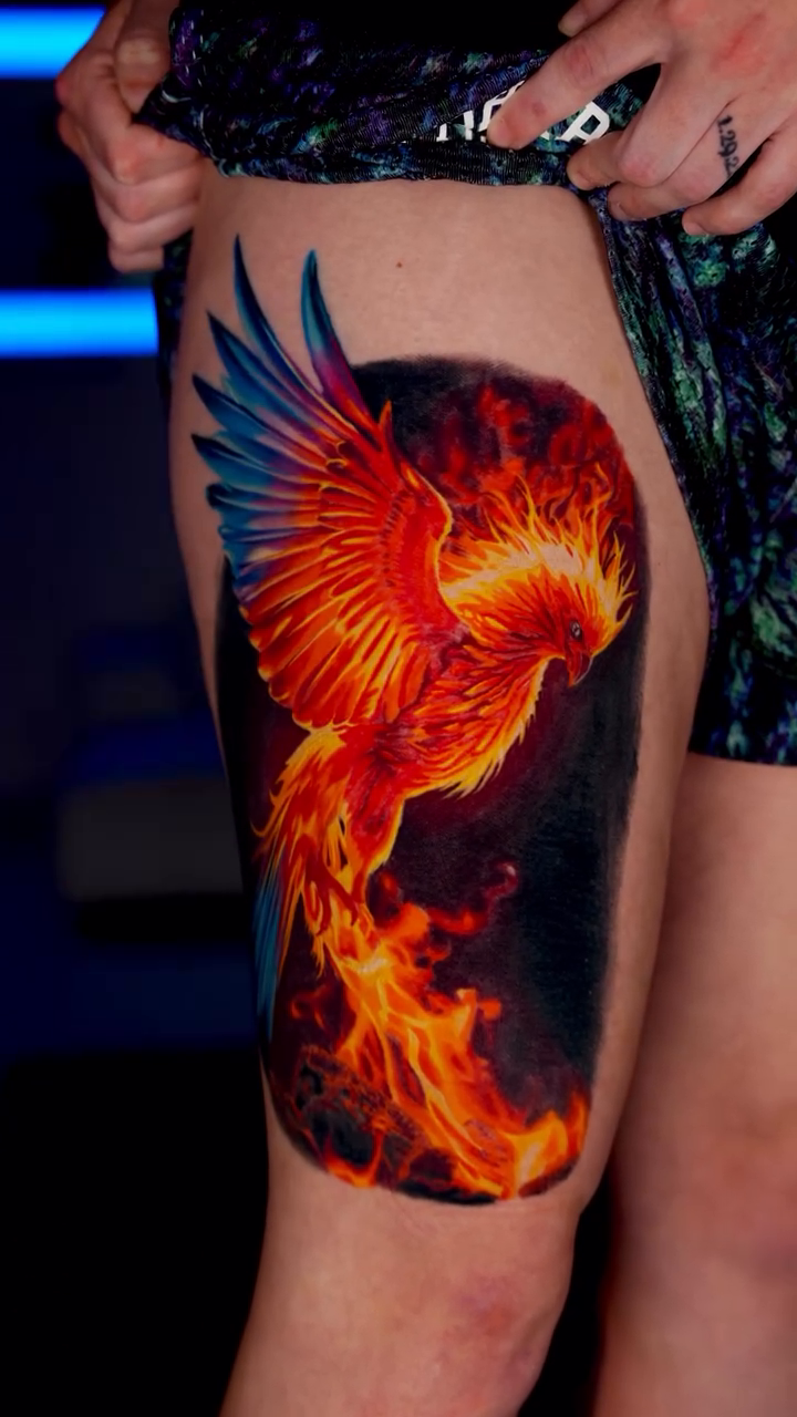 Phoenix and flames realism tattoo by B R A D C H A R L e S