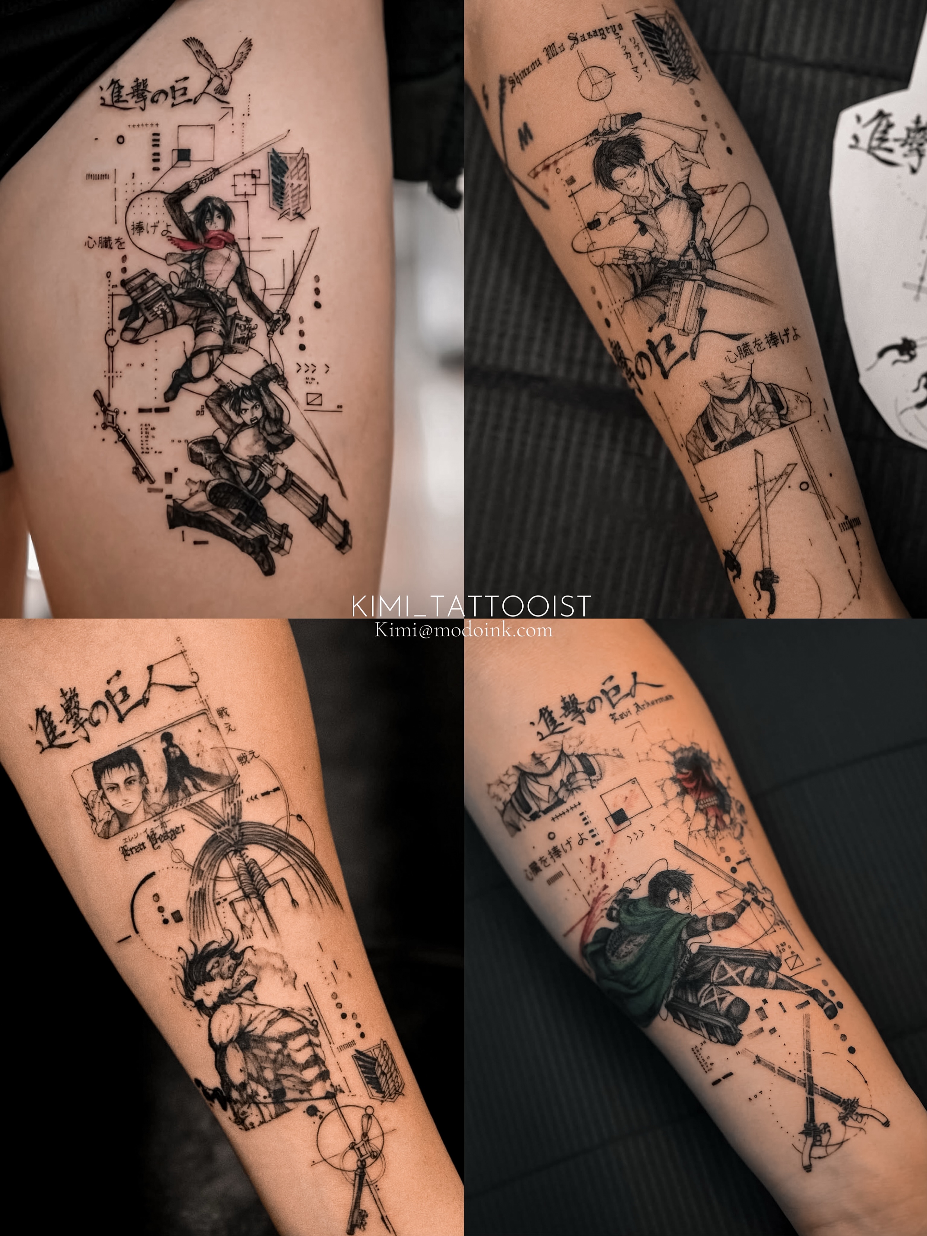 Tattoo by @kimi_tattooist — anime, dotwork