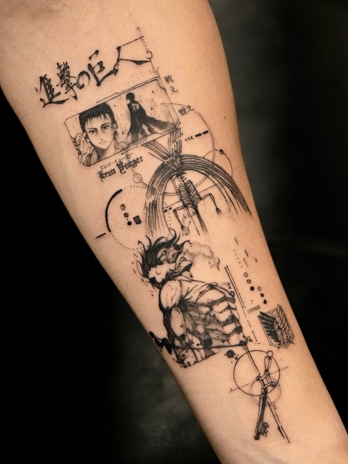 Tattoo by @kimi_tattooist — anime, dotwork
