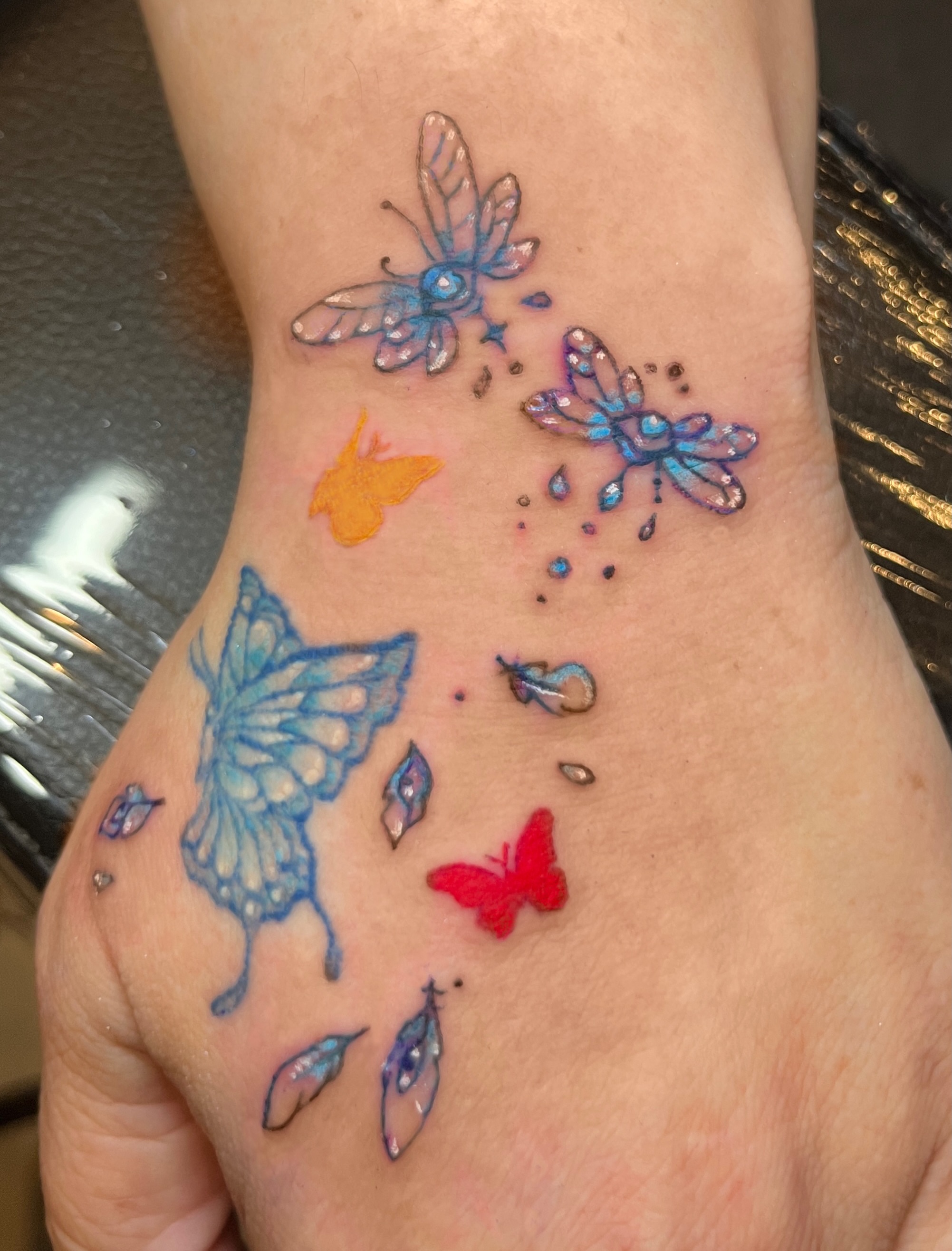Tattoo by @battlekatgalactica — watercolor, dotwork