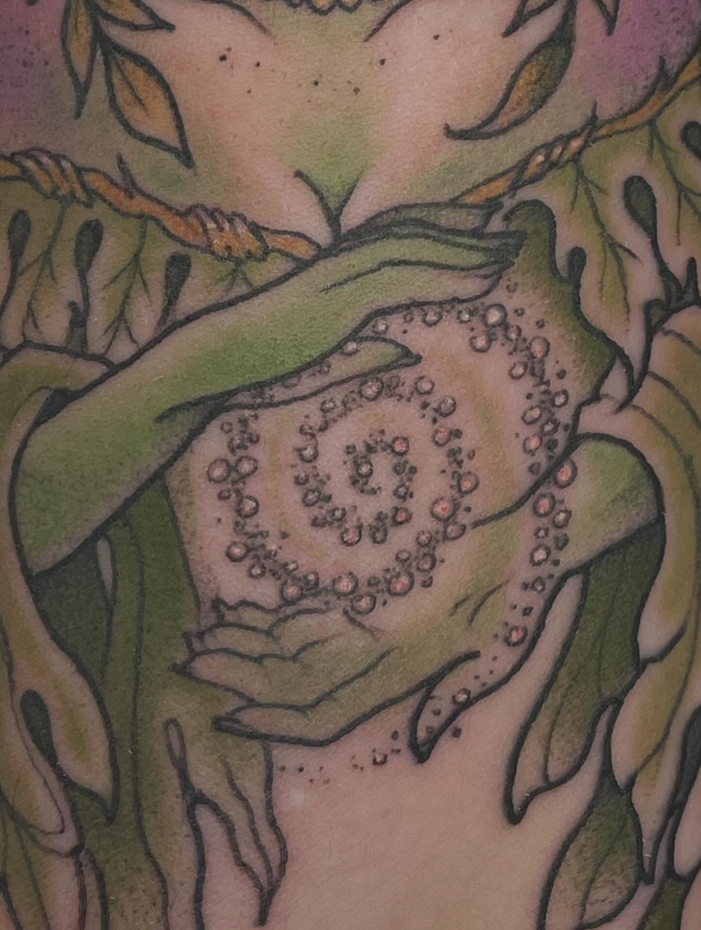 Fractal pattern dotwork tattoo on the torso by Fionna Fanning