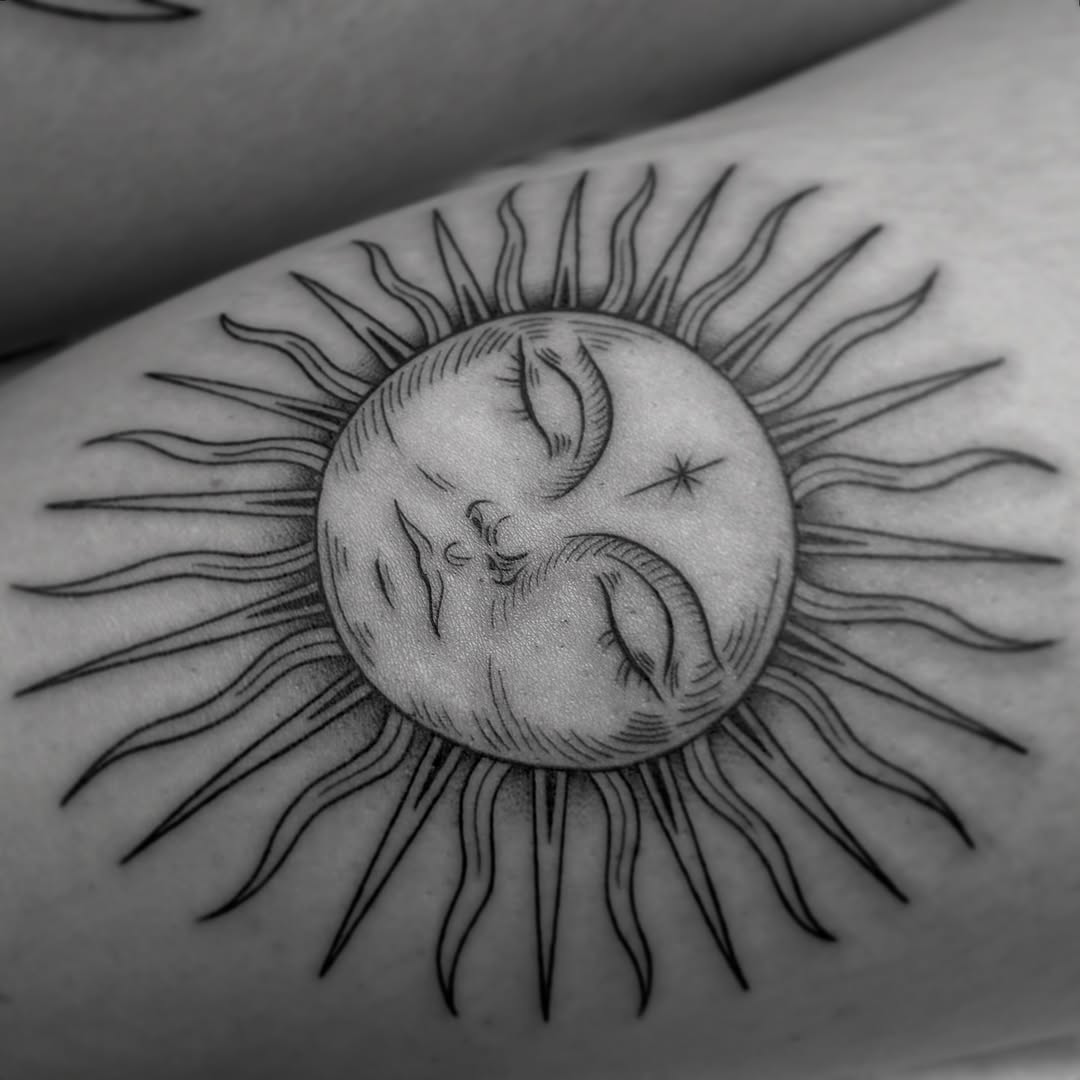 Tattoo by @witchpuke — black_and_grey, fine_line
