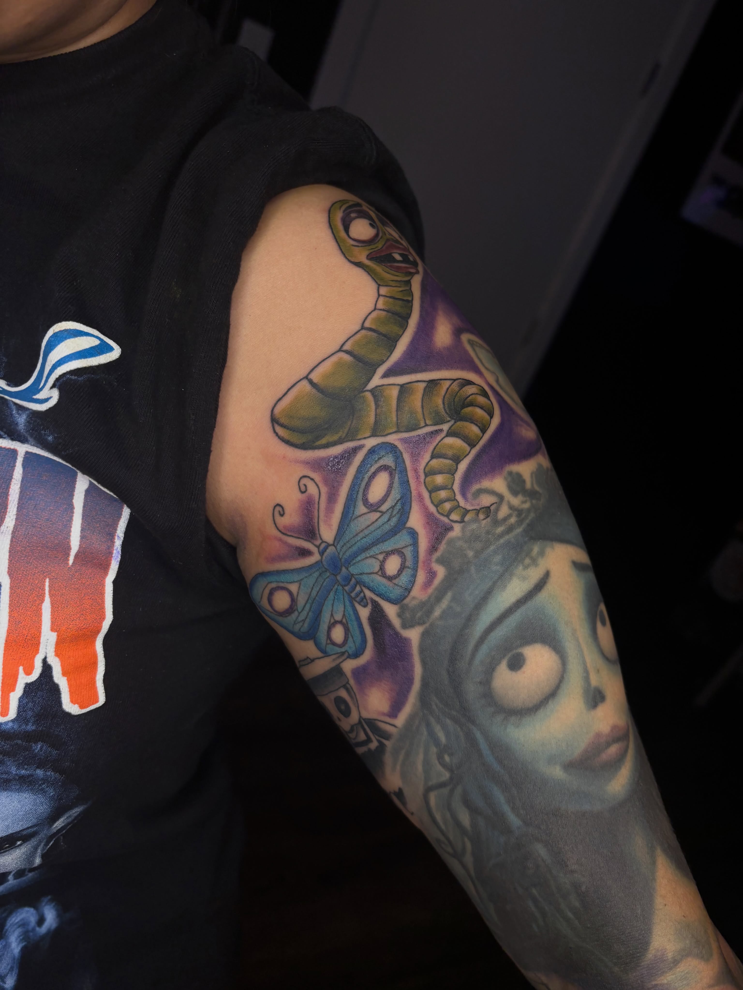 Woman with snake and butterfly realism tattoo on the forearm by 🔥Zoë Zahasky Tattoos🔥