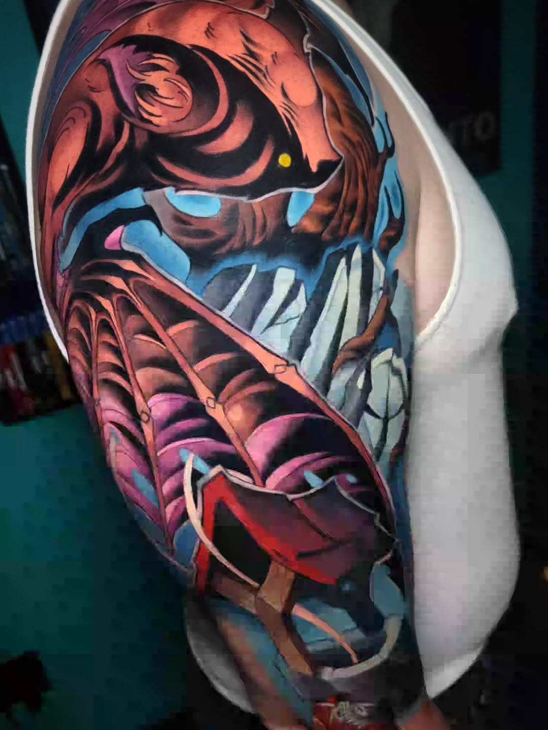 Tattoo by @shaunflinn_tattoos — new_school, trash_polka