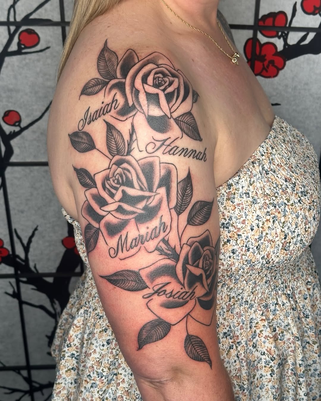Tattoo by @sequoiarosetattoo — black_and_grey, lettering_script