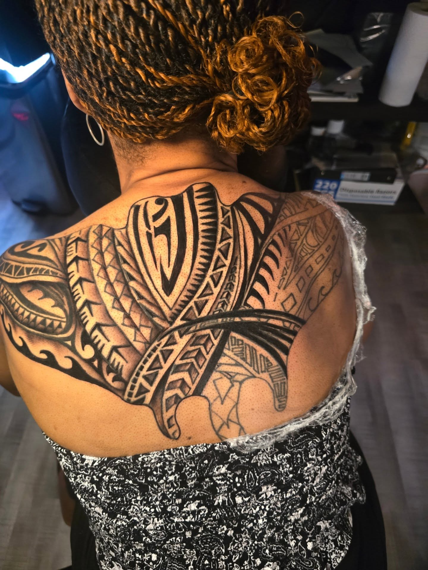 Tribal pattern tribal tattoo on the back by Klazzik Mayfield, Fort Lauderdale, Florida