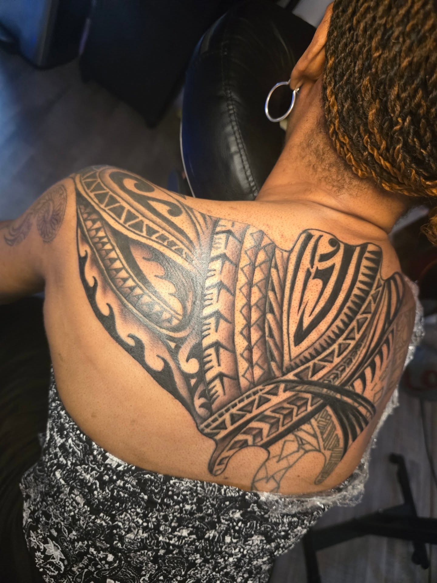 Tribal pattern tribal tattoo on the shoulder by Klazzik Mayfield, Fort Lauderdale, Florida