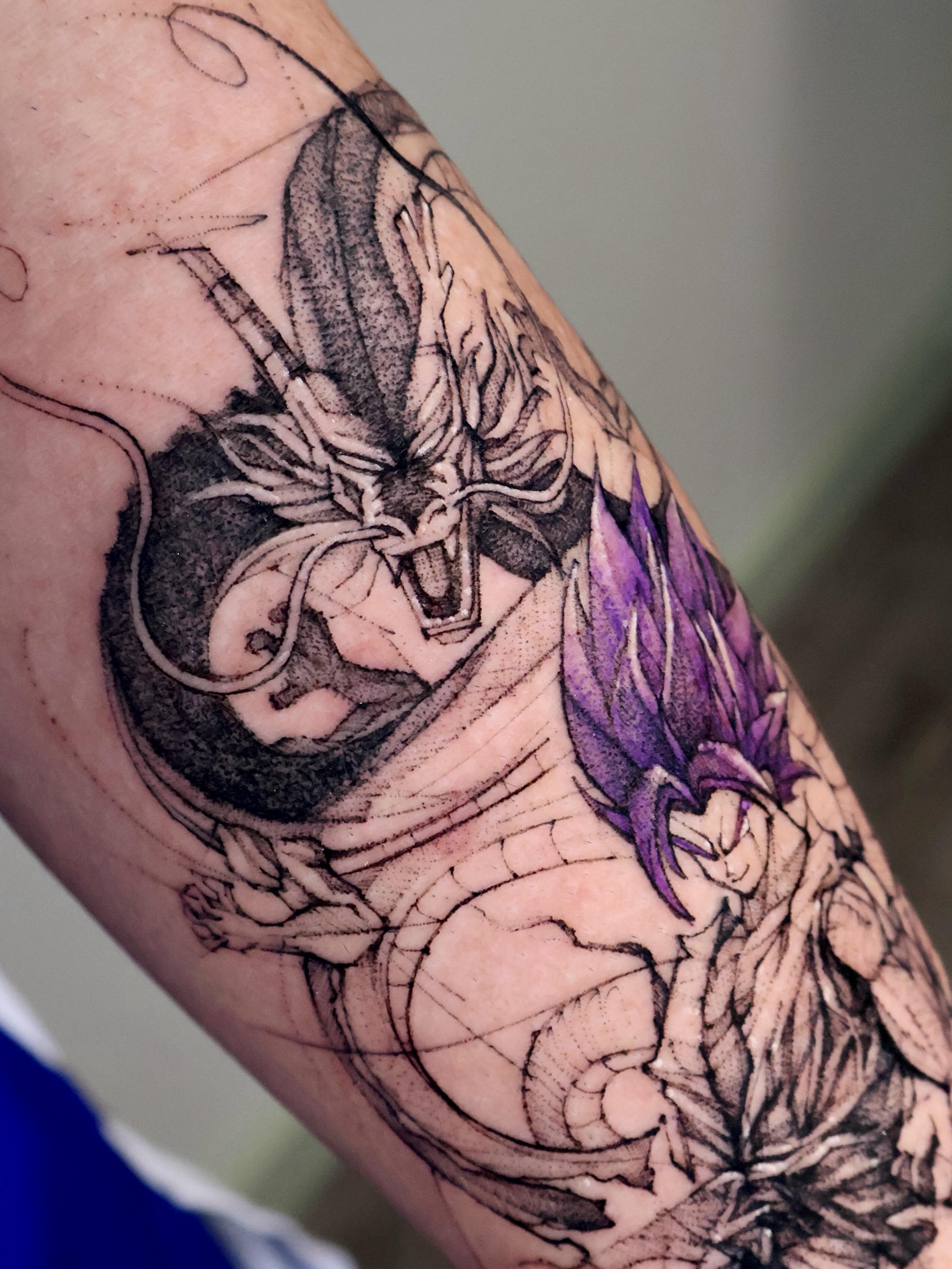 Dragon ball character anime tattoo on the forearm by Tadi