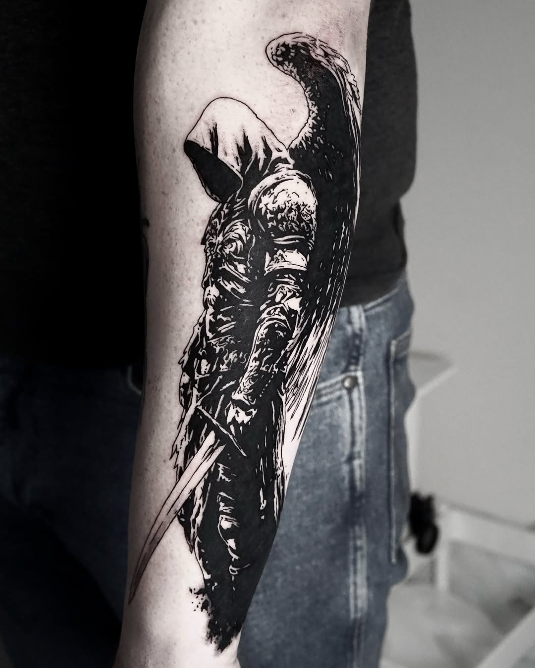 Tattoo by @caesar_tattooer — blackwork, realism