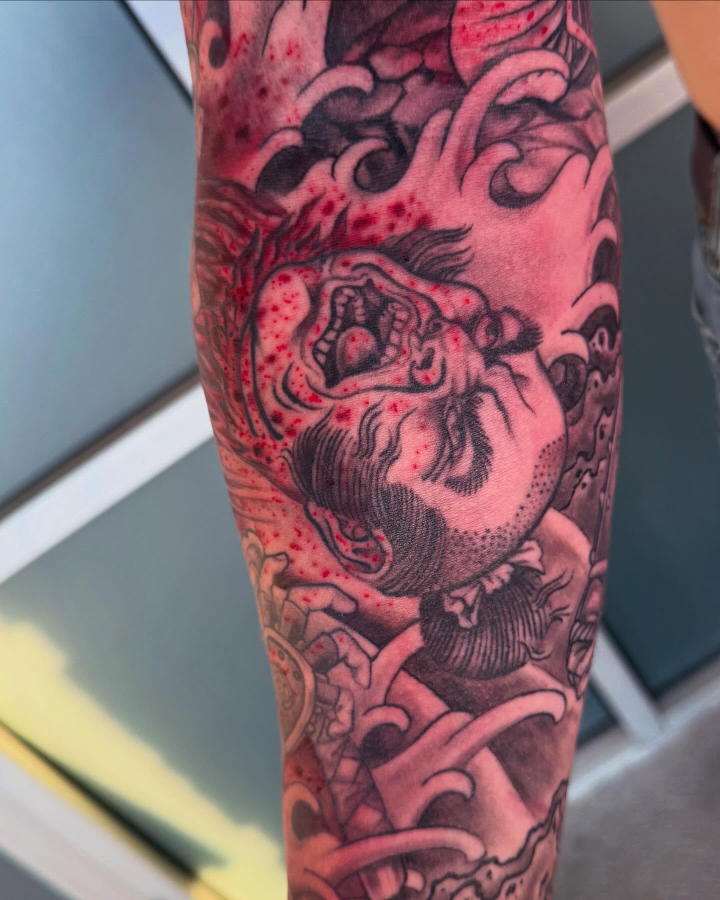 Demon japanese irezumi tattoo on the forearm by Jesse Gray