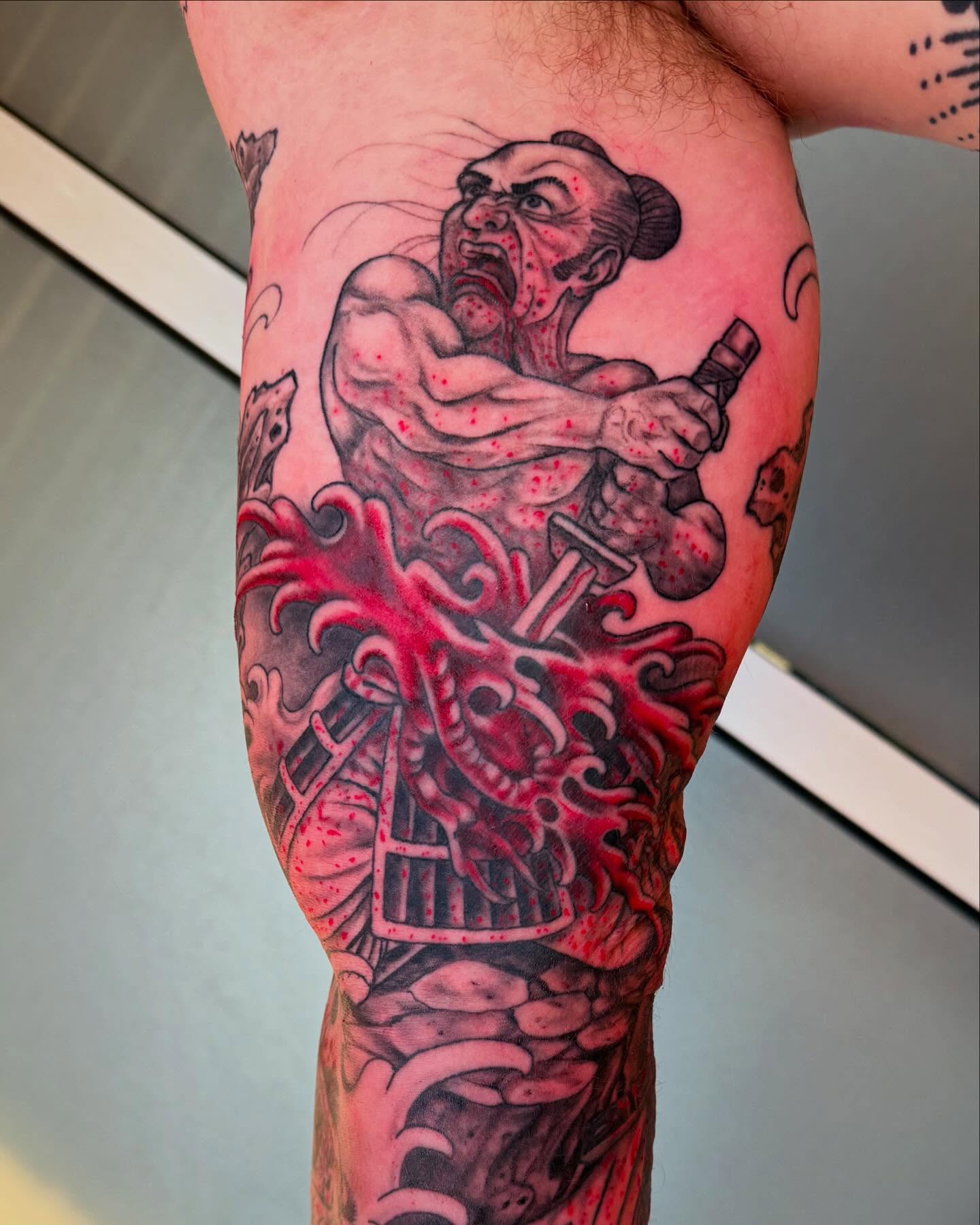 Samurai warrior japanese irezumi tattoo on the forearm by Jesse Gray