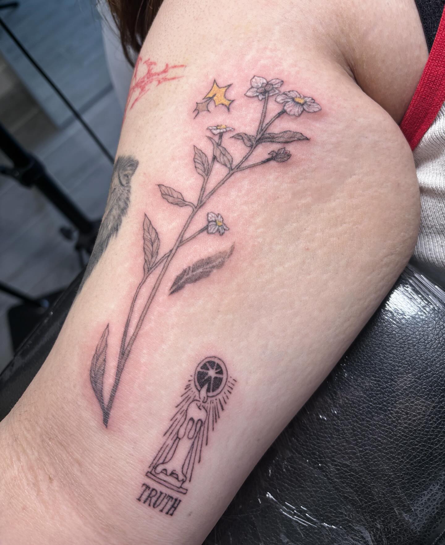 Tattoo by @roommate_tat — black_and_grey