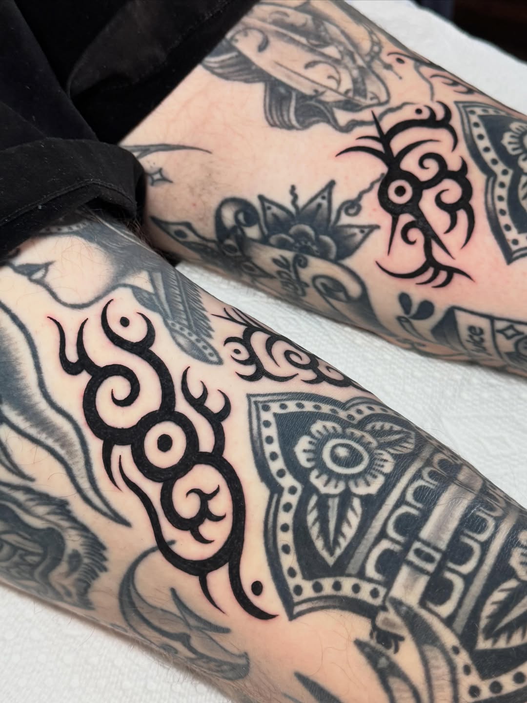 Tattoo by @painted_peach — tribal, blackwork