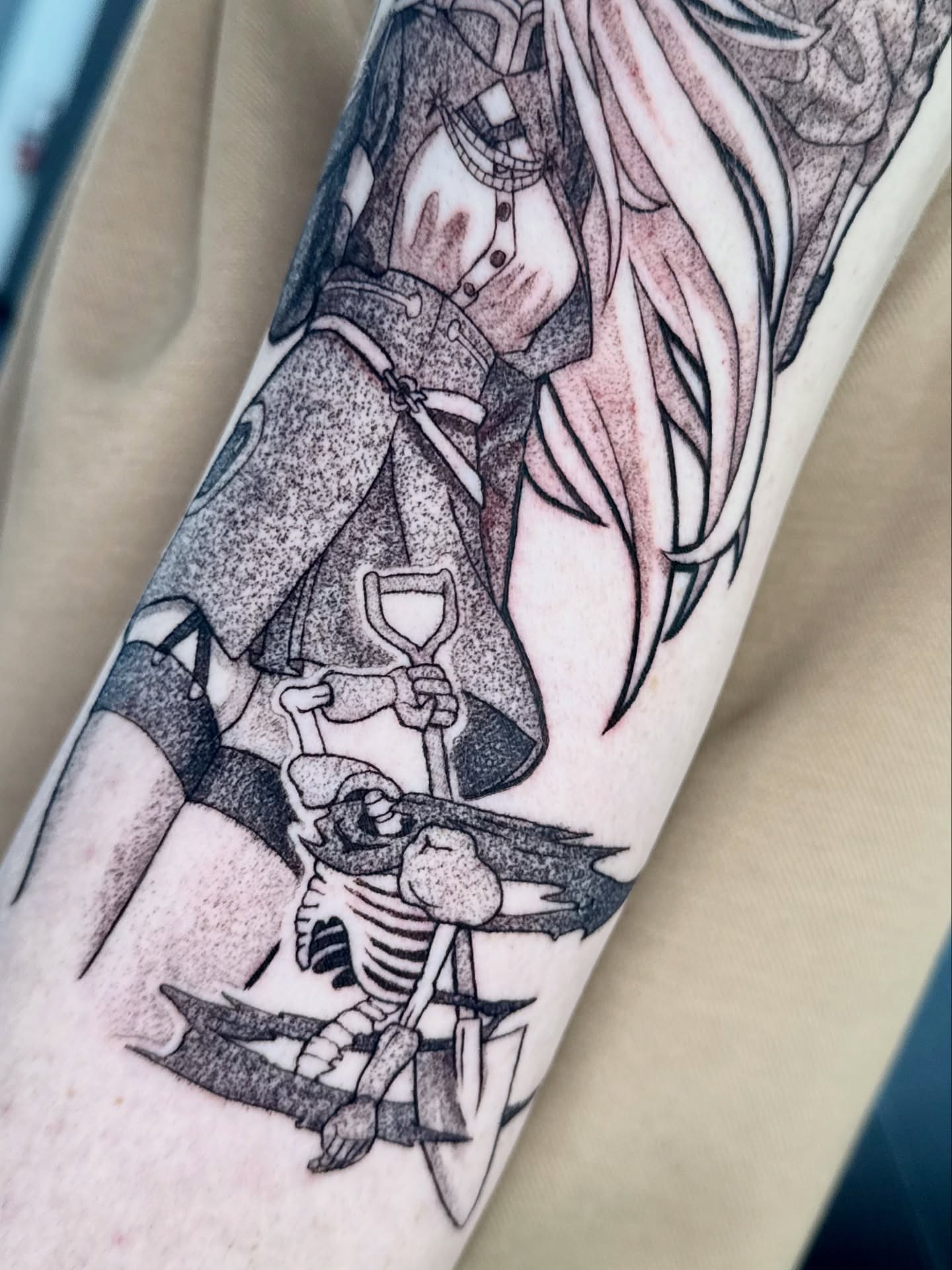 Tattoo by @keybluetattoo — anime, dotwork