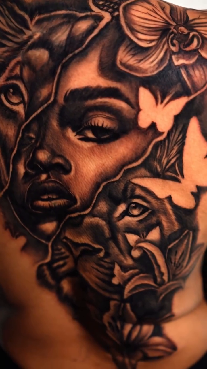 Tattoo by @kreativejuices13 — black_and_grey, realism