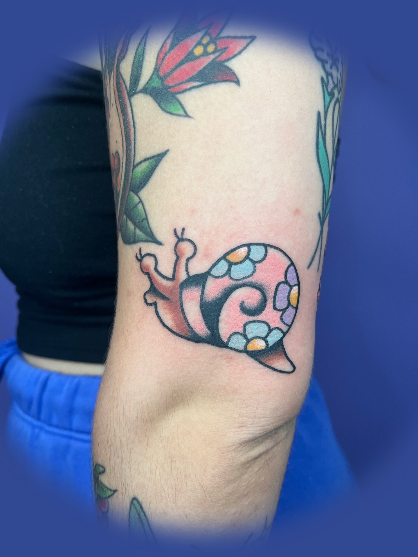 Snail new school tattoo on the forearm by Autumn**🍓NOW BOOKING