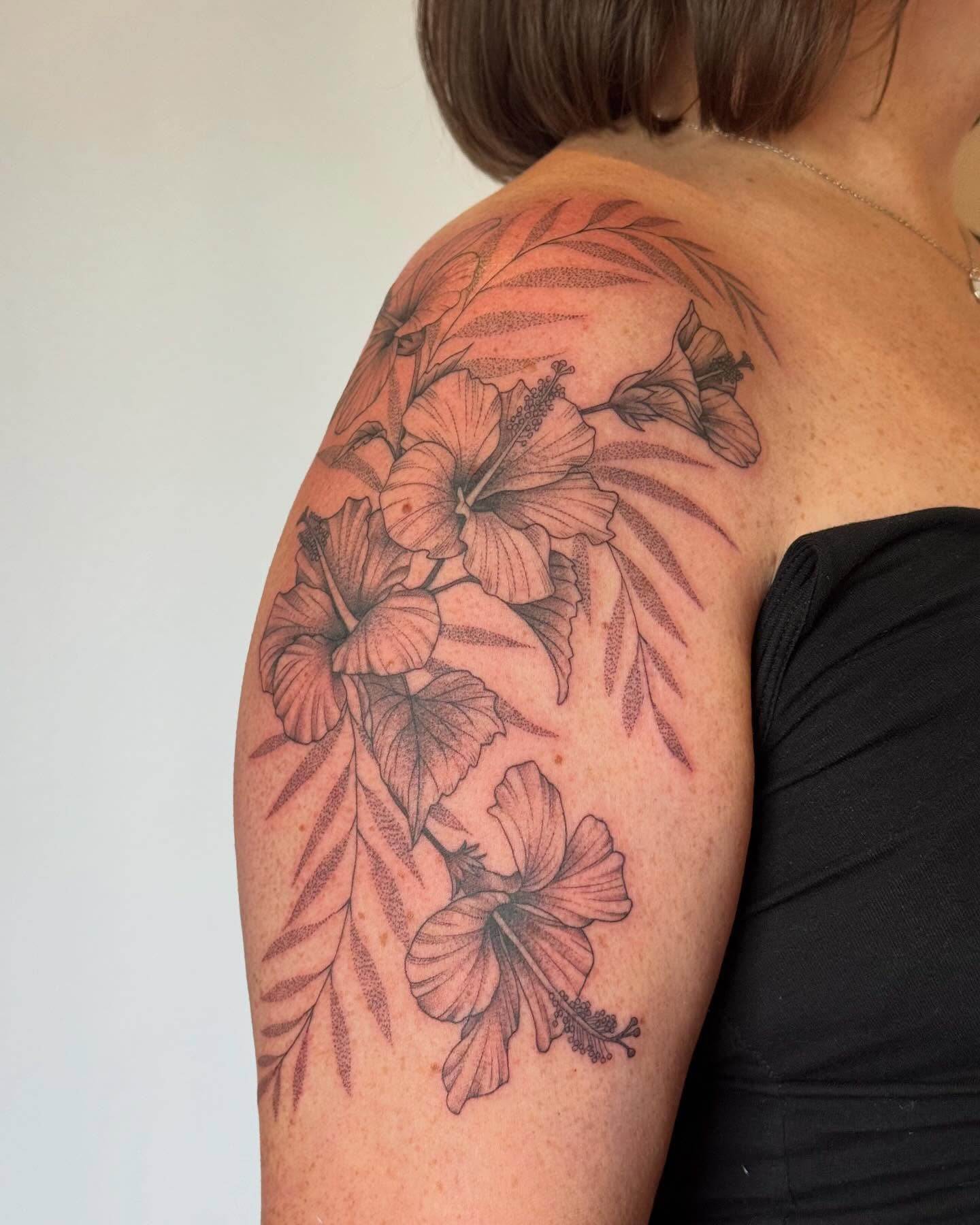 Tattoo by @larkrestattoos — dotwork, black_and_grey