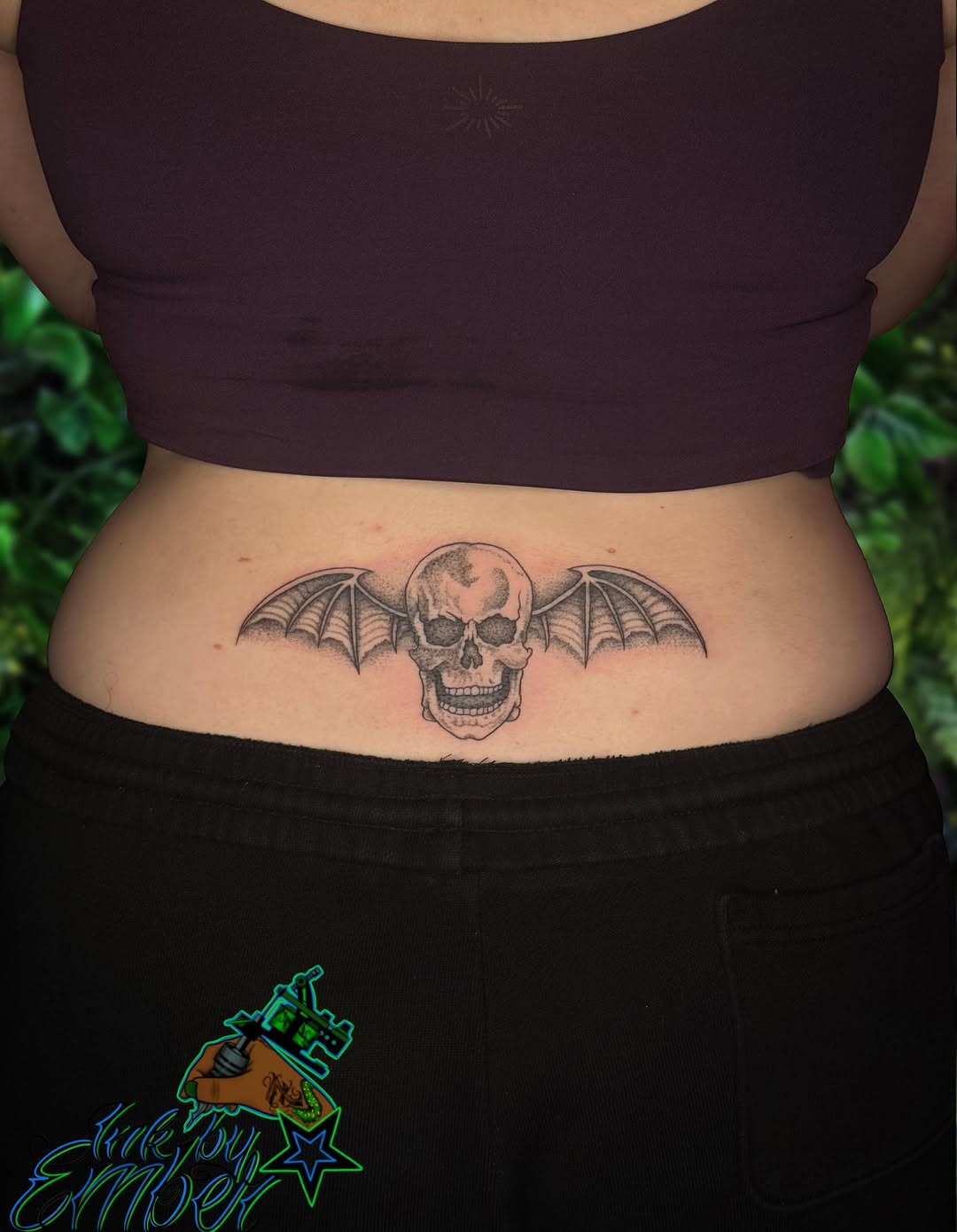 Tattoo by @inkbyember — black_and_grey, dotwork