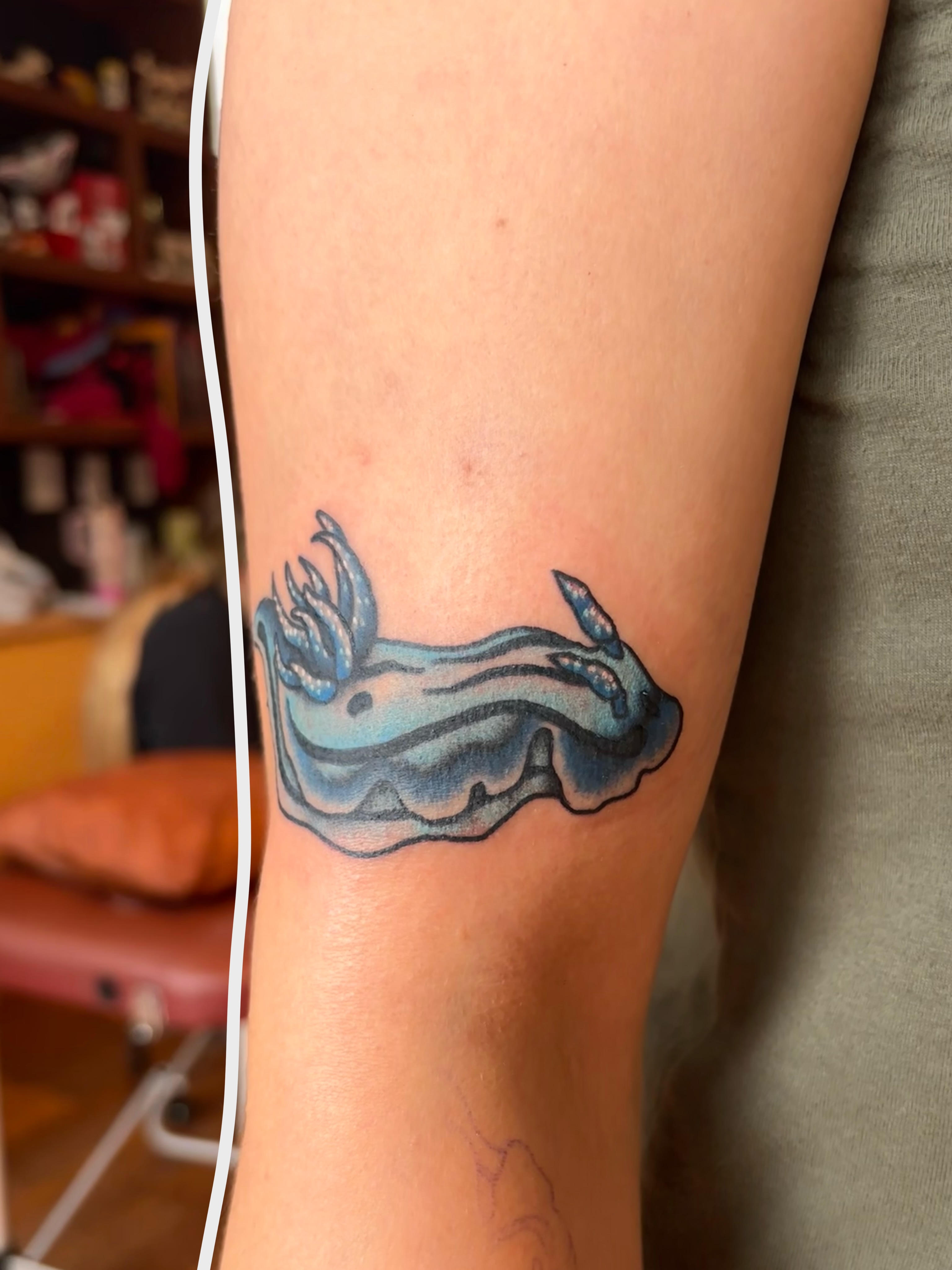 Squid realism tattoo on the forearm by Emmy Stepien