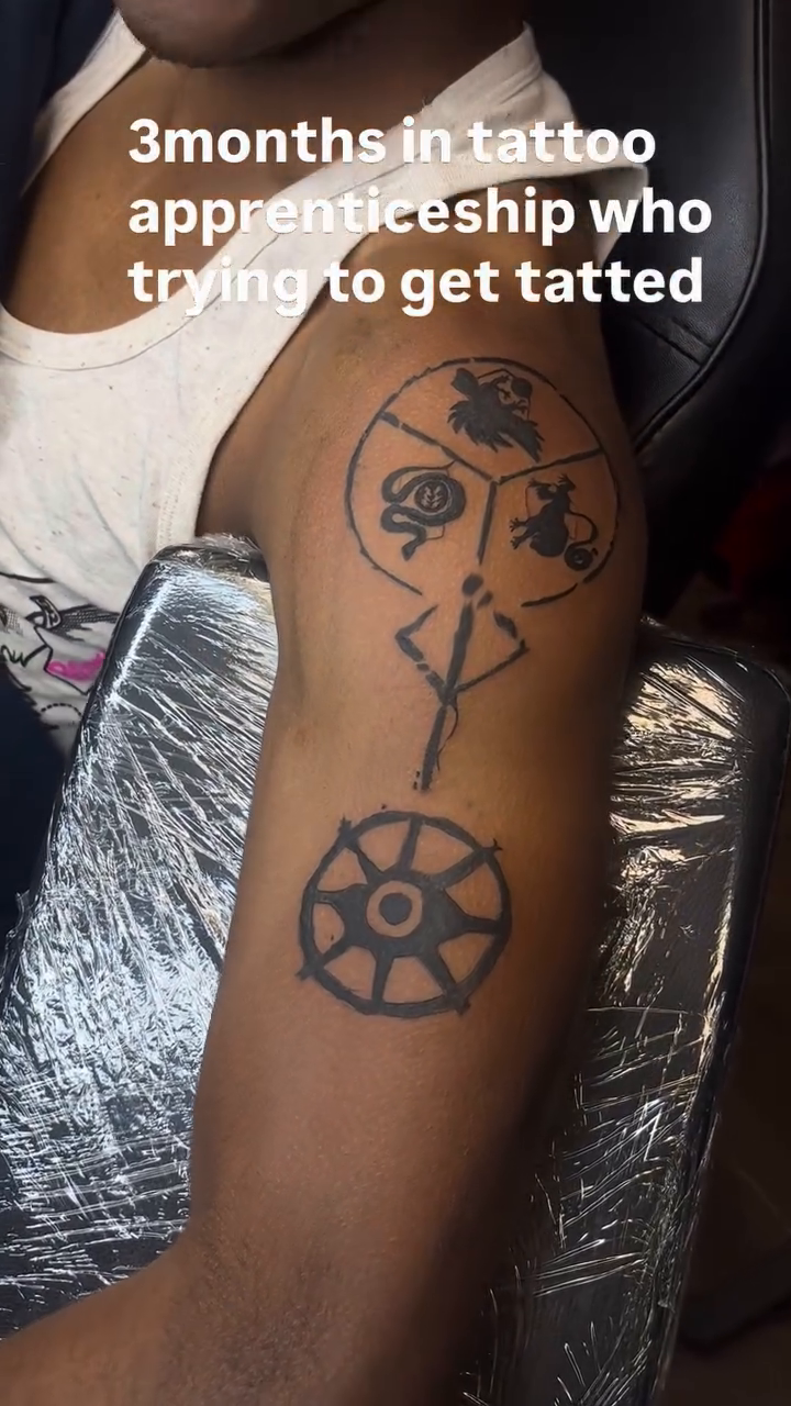 Symbolic arm tattoo tattoo on the forearm by Tatts by Quan