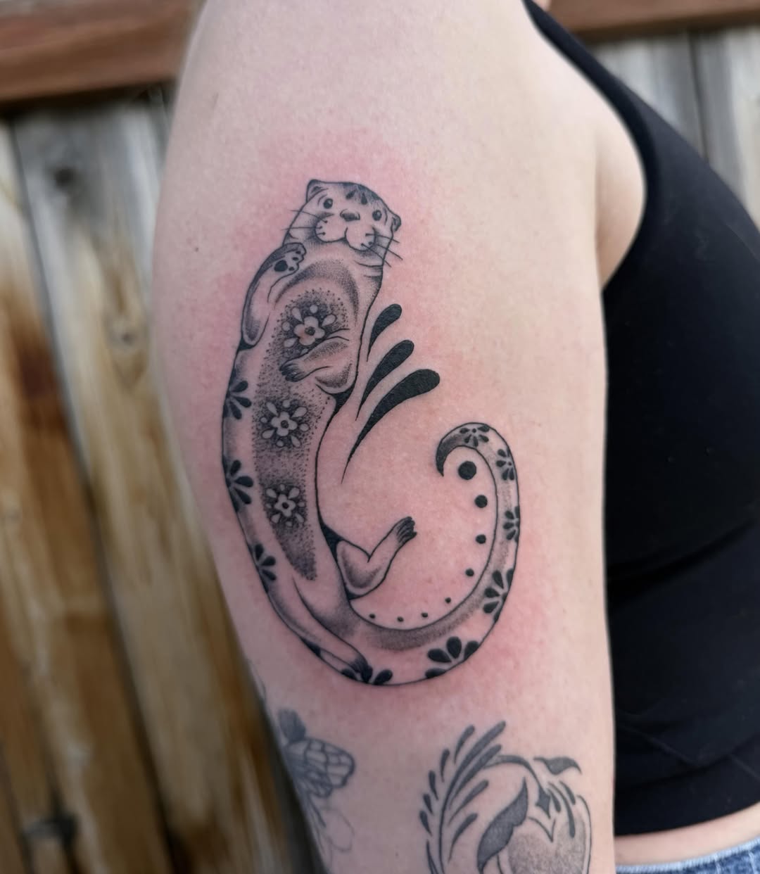 Otter dotwork tattoo on the forearm by Ellie MacPherson🌱🧚🏻‍♀️🫧
