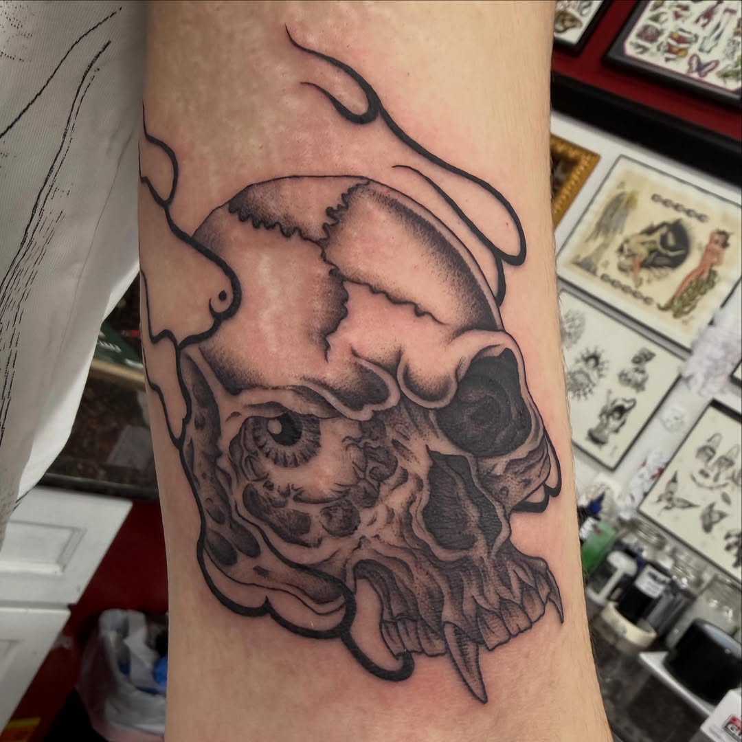 Tattoo by @valadeztattoo — black_and_grey, dark_realism