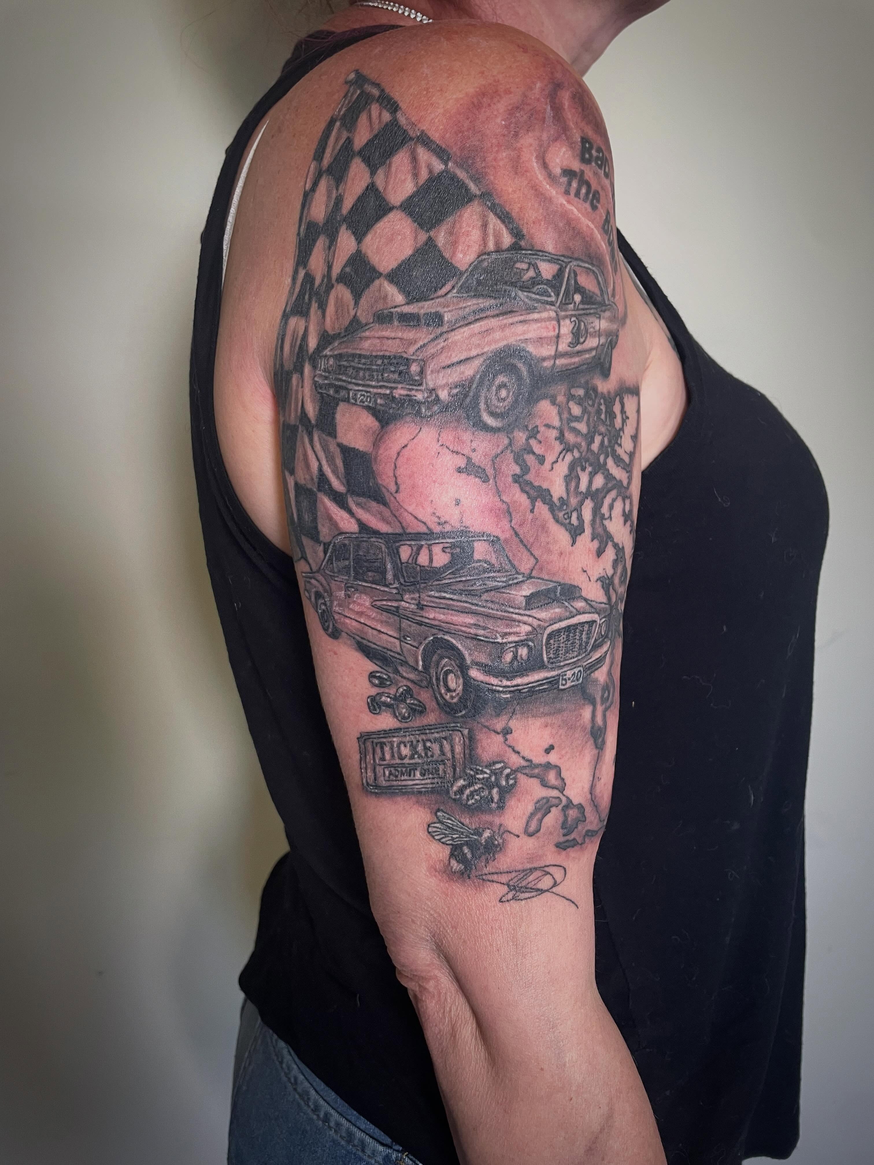 Tattoo by @mstarkweatherart — black_and_grey