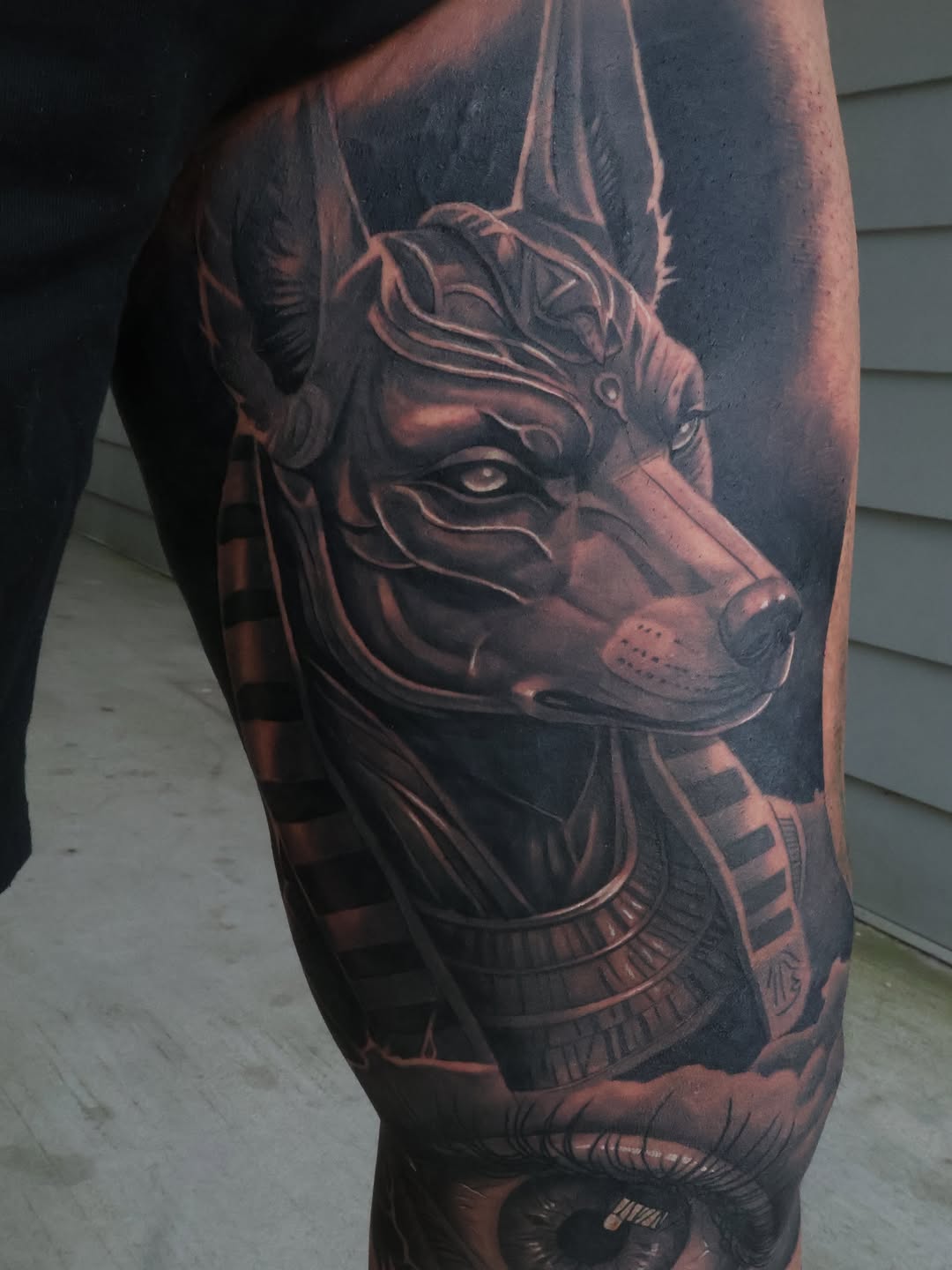 Realism tattoo on the thigh by Angels tattoo