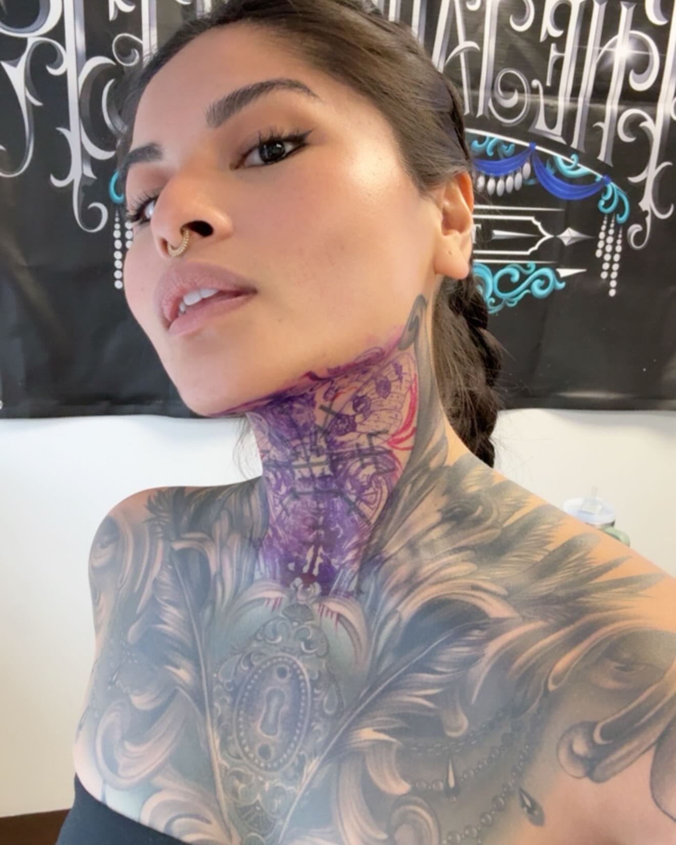 Neckpiece ornamental tattoo on the neck by 𝐊𝐄𝐋𝐒𝐄𝐘 𝐂𝐀𝐑𝐌𝐄𝐋𝐀