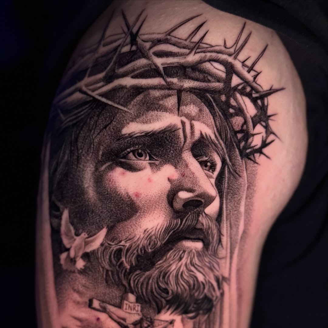 Tattoo by @zacharyktattoos โ realism, black_and_grey