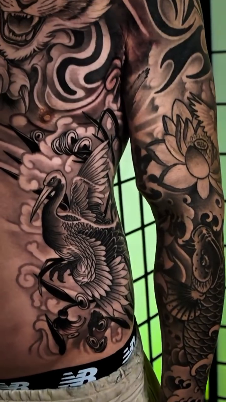 Japanese tattoo on the torso by Matt Trimble, Charlotte, North Carolina
