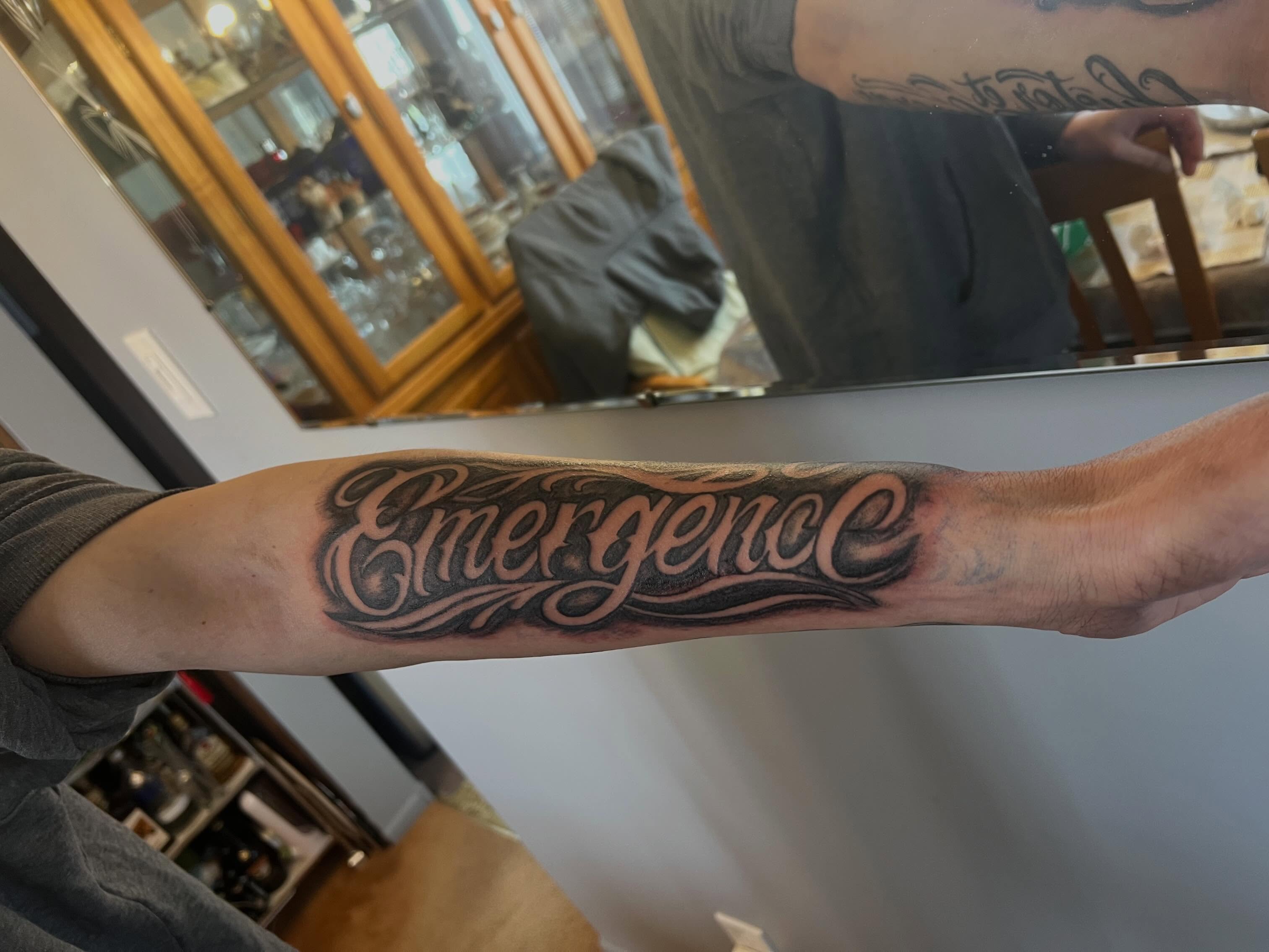Tattoo by @tattedupbaddies_ — lettering_script