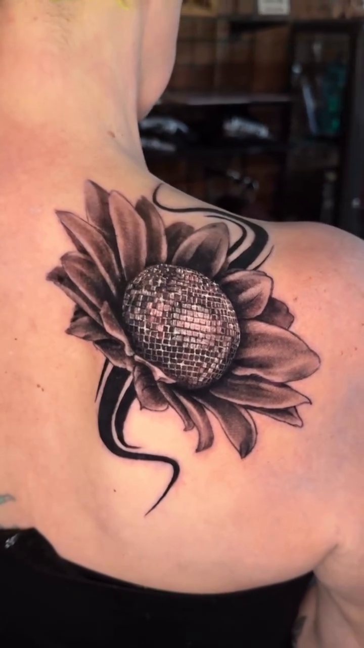 Sunflower realism tattoo by Wiser Oner- Salt Lake City Tattoo Artist, Salt Lake City, Utah