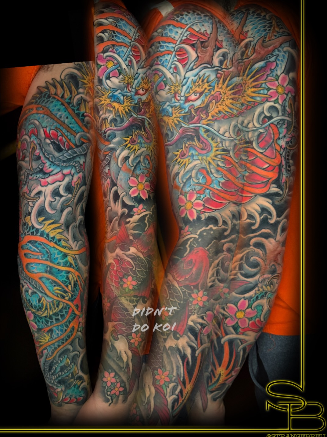 Tattoo by @strangebreu — japanese_irezumi, dotwork