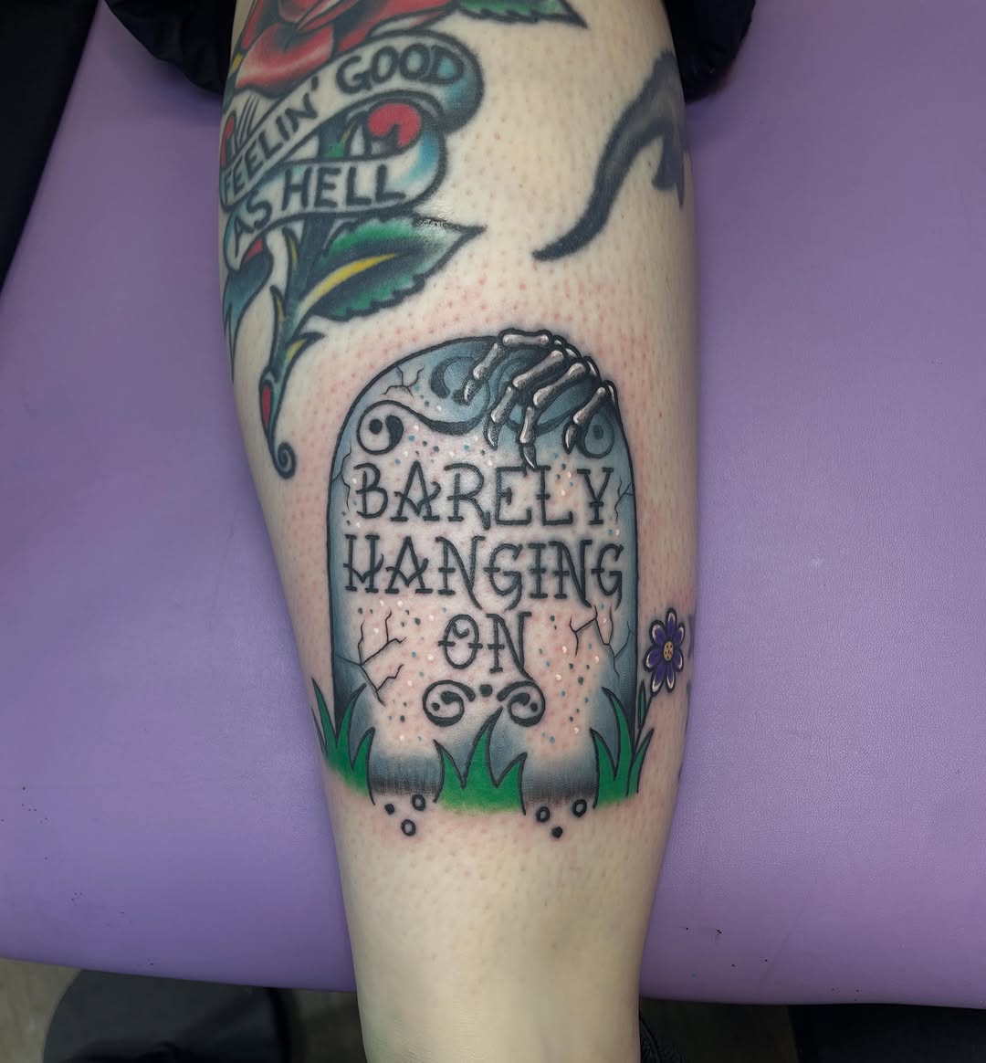 Tattoo by @linerthreat — lettering_script, american_traditional