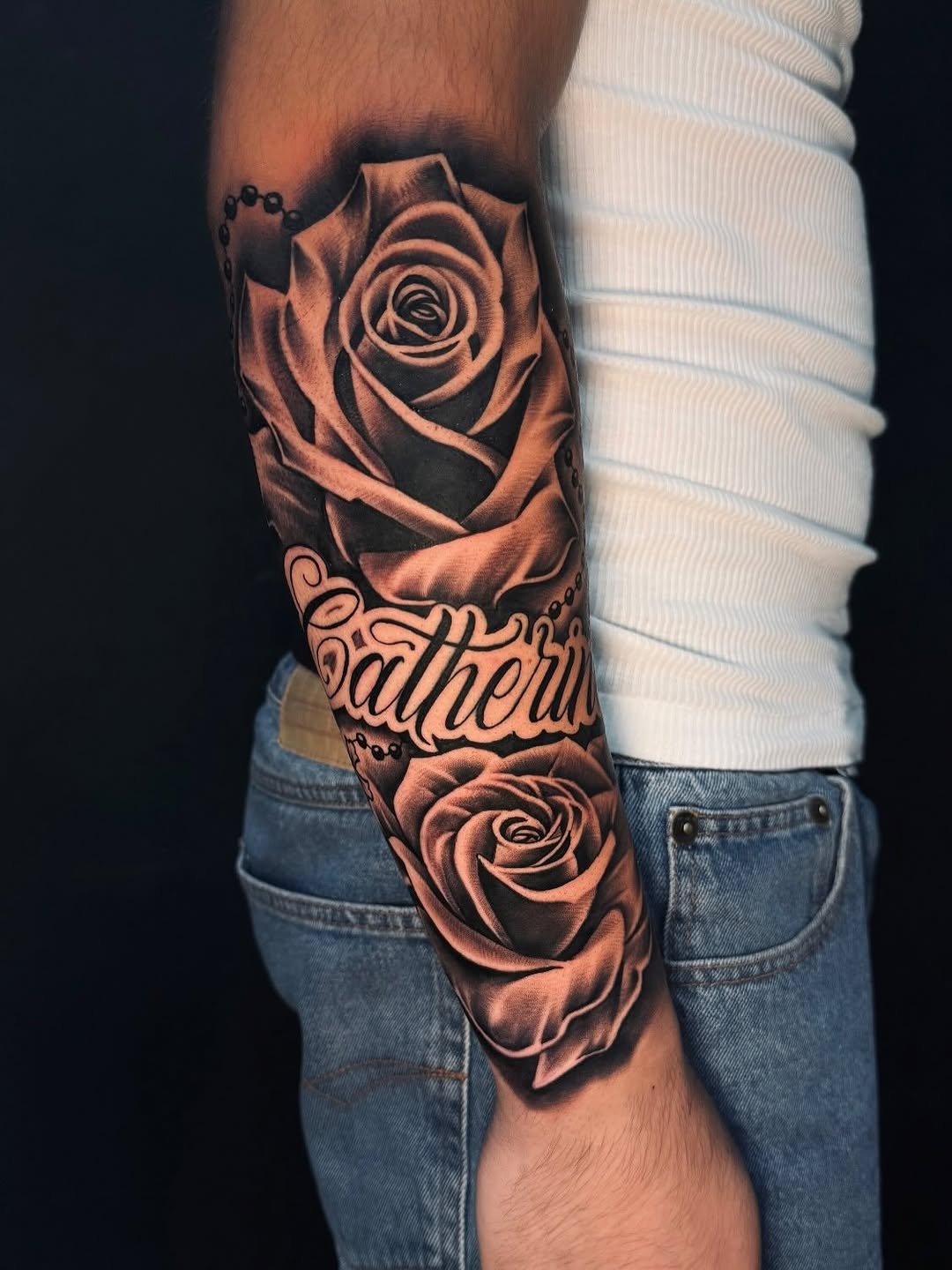 Tattoo by @aleks_tat2 — realism, lettering_script