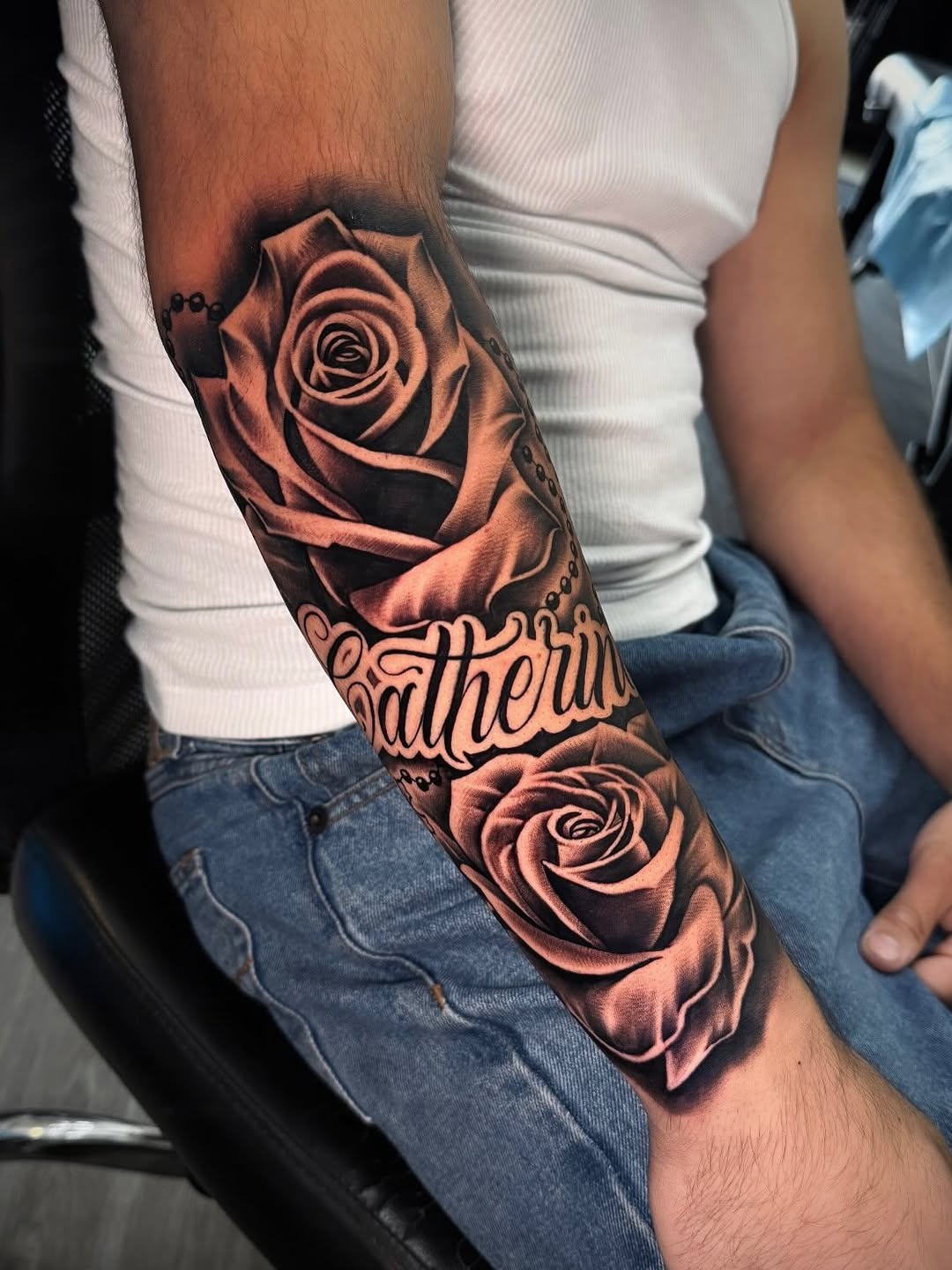 Tattoo by @aleks_tat2 — realism, lettering_script