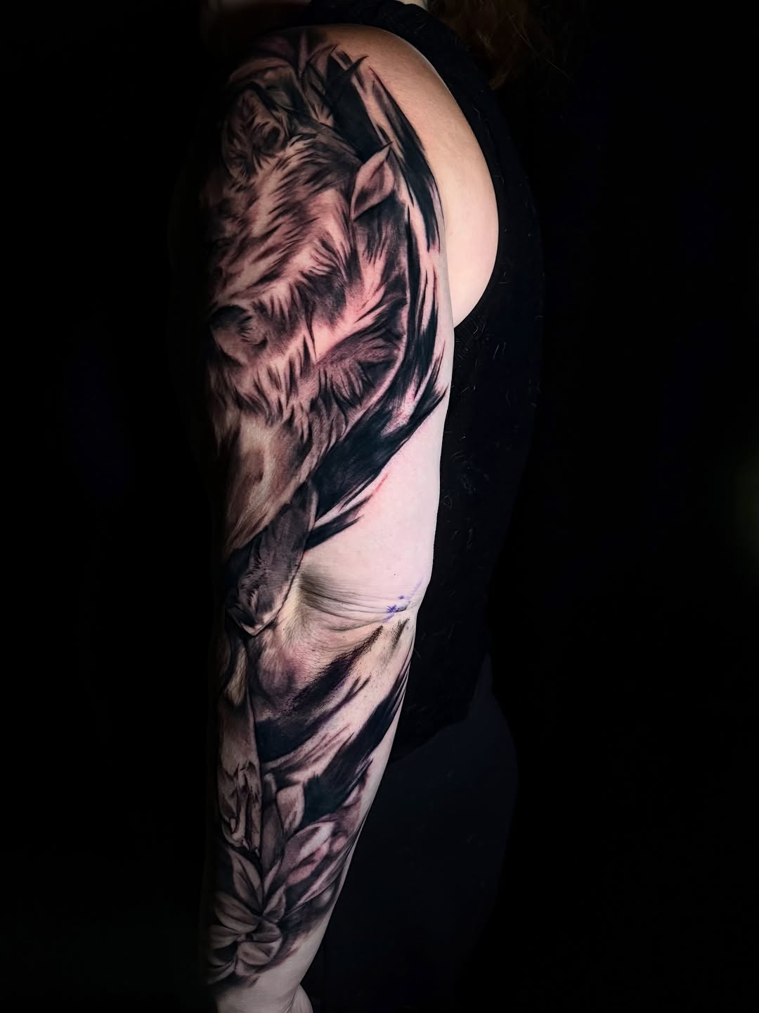 Tattoo by @skunk_punk_ink — realism, black_and_grey