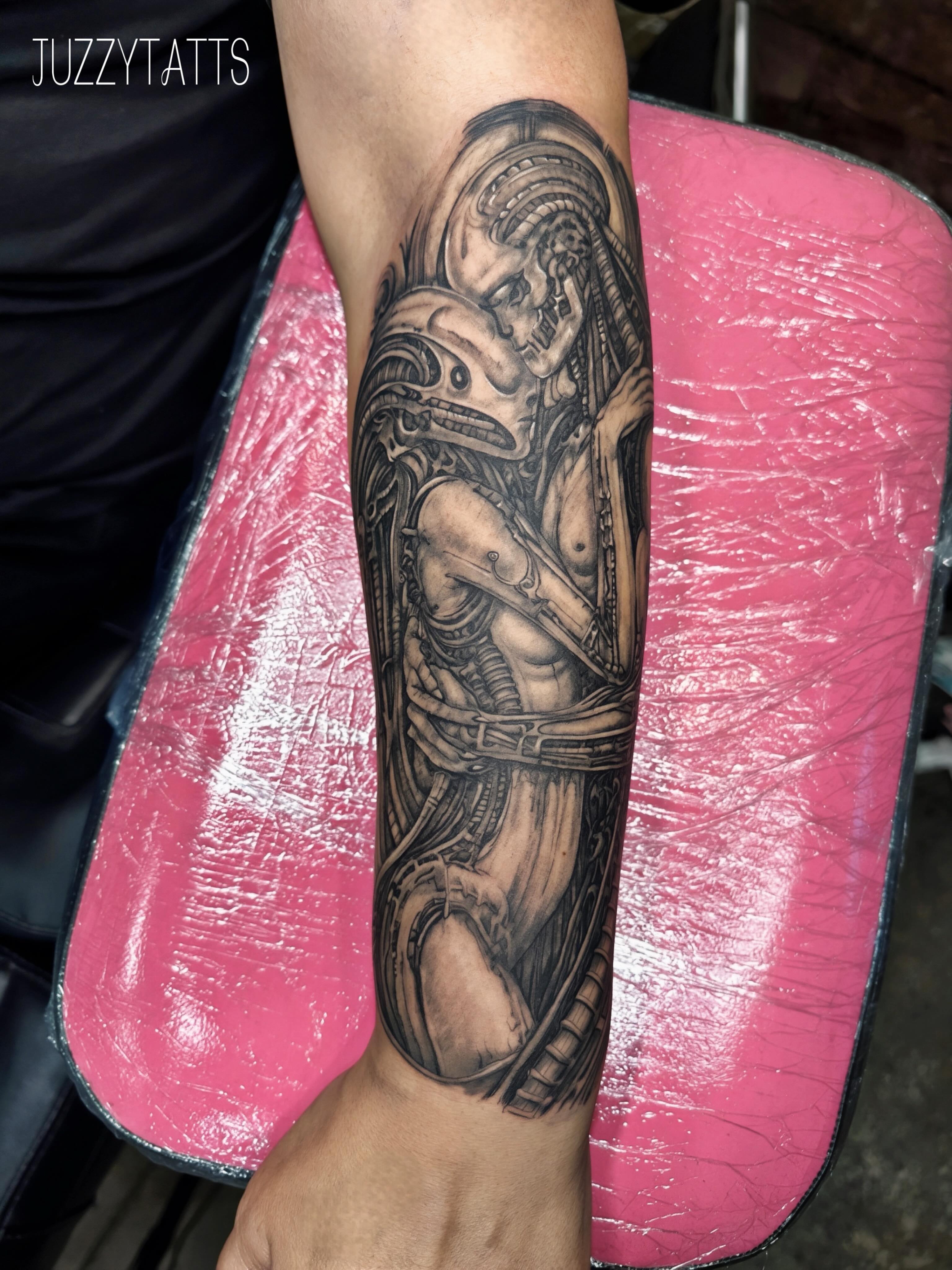 Tattoo by @juzzytatts — black_and_grey, realism