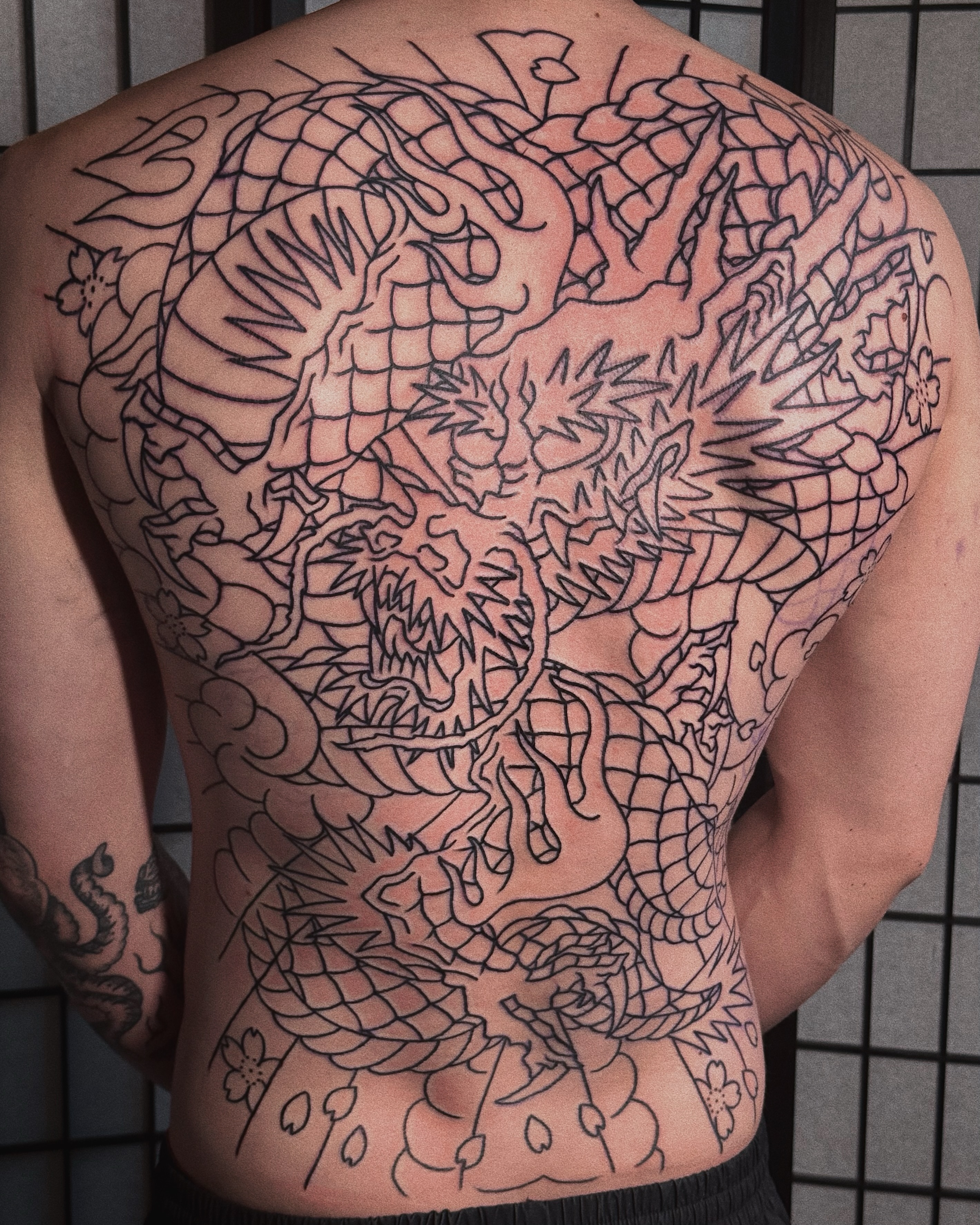 Dragon japanese irezumi tattoo on the back by Sean Michel, Nashua, New Hampshire